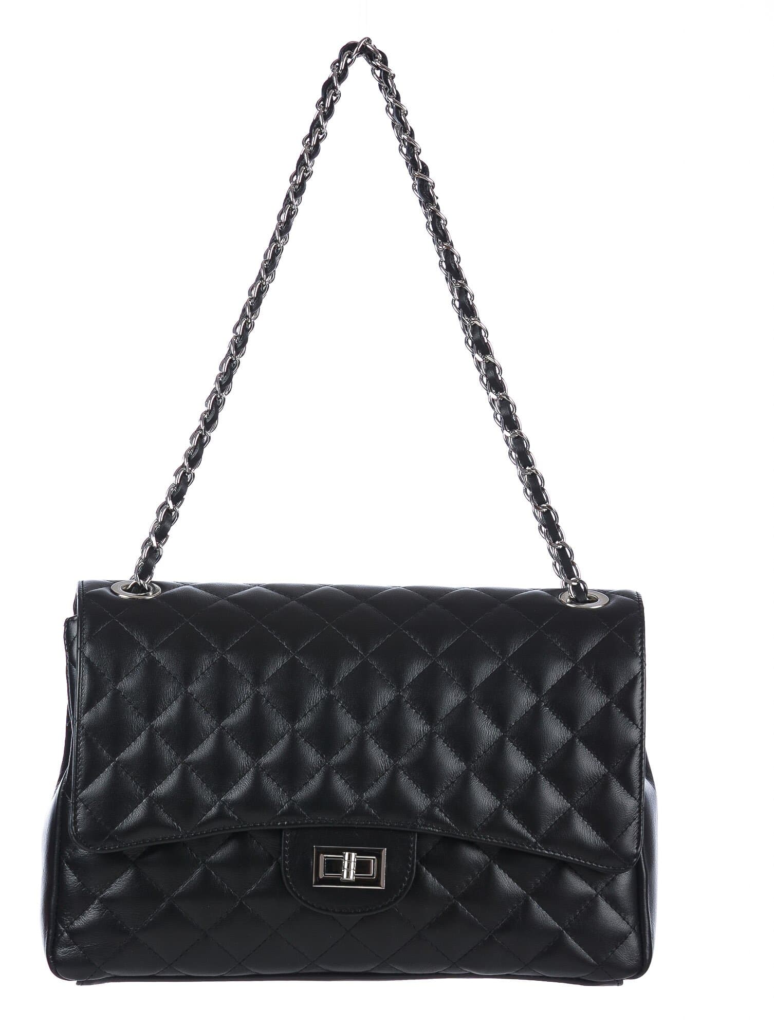 CHARLOTTE MEDIUM : borsa donna in pelle morbida, colore : NERO, Made in Italy