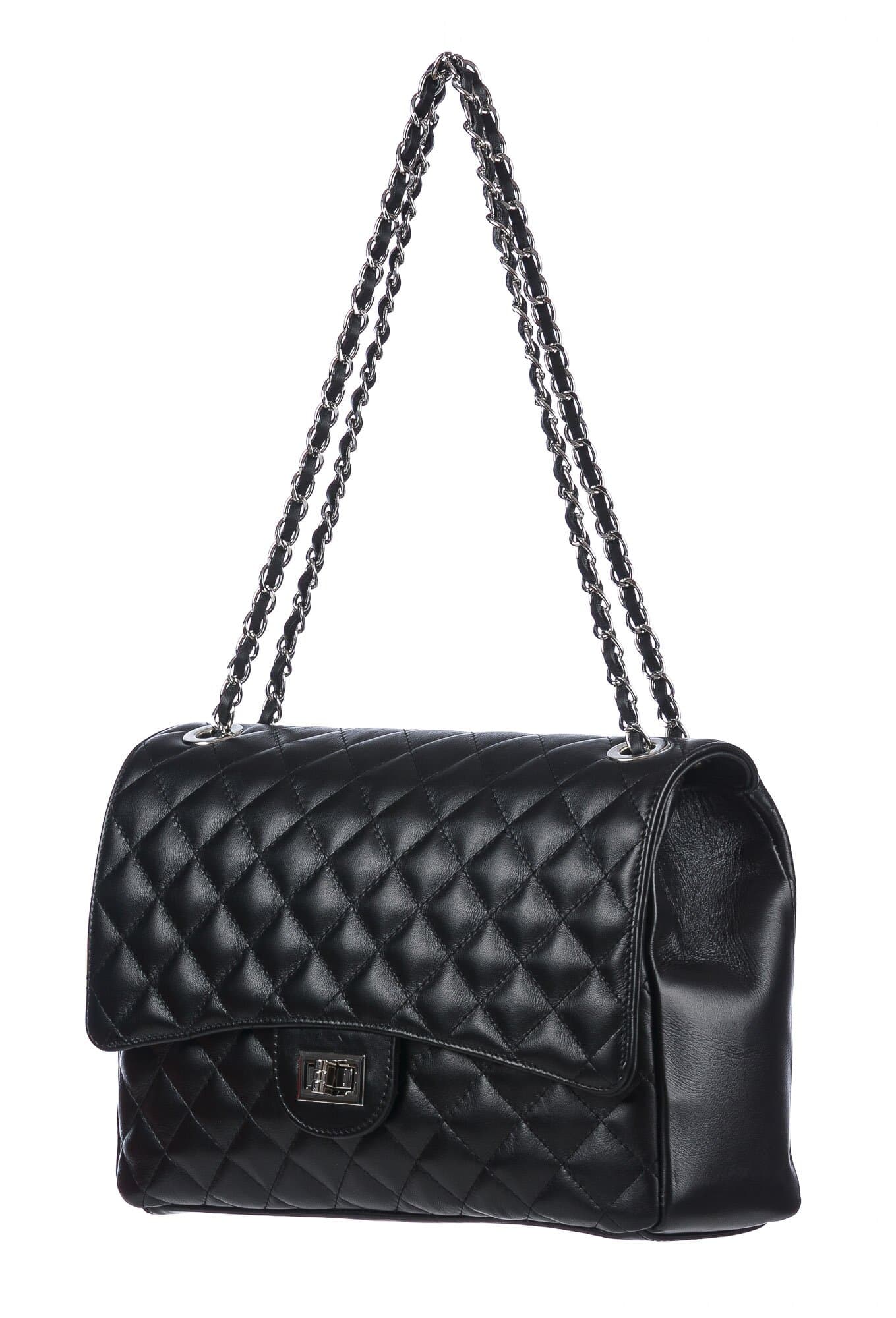 CHARLOTTE MEDIUM : borsa donna in pelle morbida, colore : NERO, Made in Italy