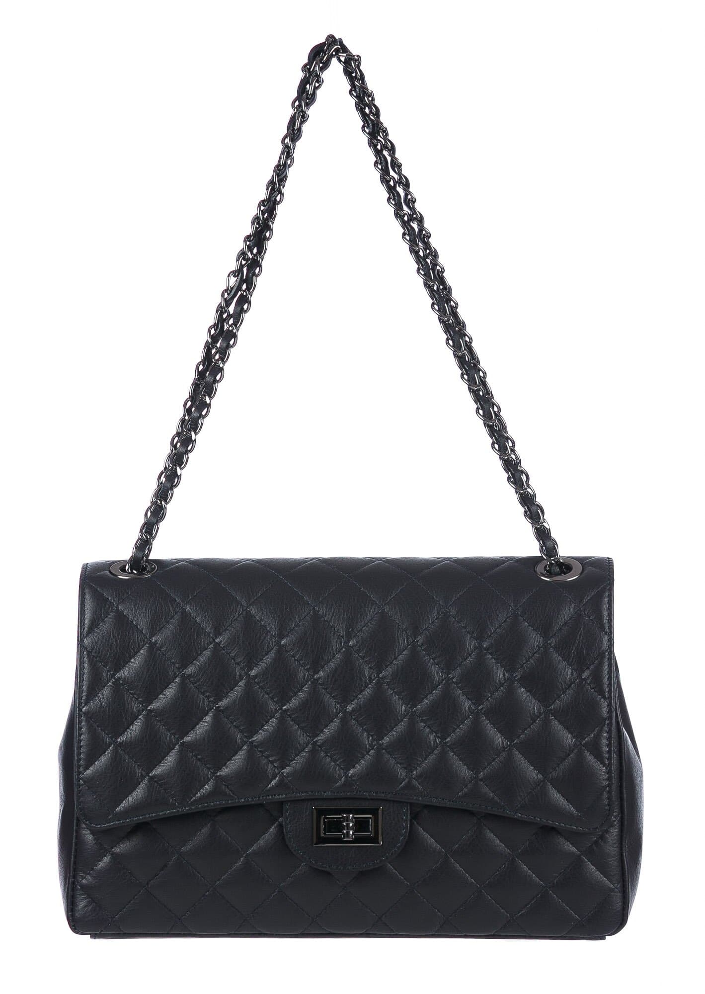 CHARLOTTE MEDIUM : borsa donna in pelle morbida, colore : NERO, Made in Italy