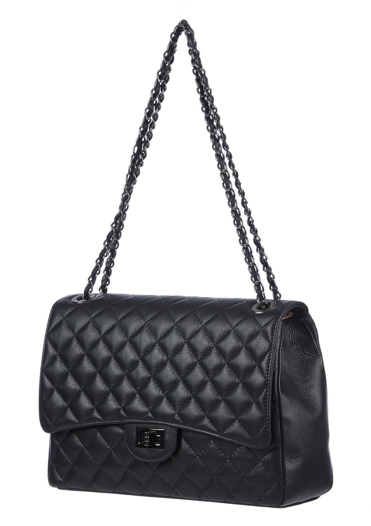 CHARLOTTE MEDIUM : borsa donna in pelle morbida, colore : NERO, Made in Italy