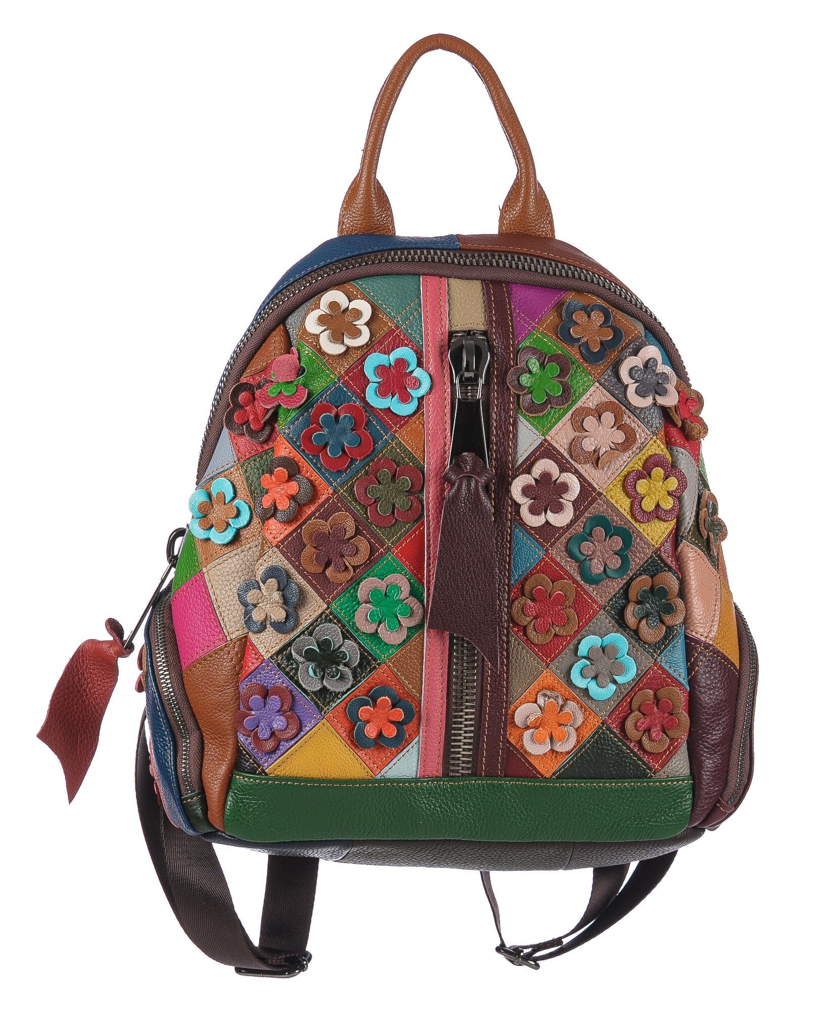 Borsa zaino donna in vera pelle MONTE PENNA, MULTICOLORE, ARIANNA DINI, MADE IN ITALY