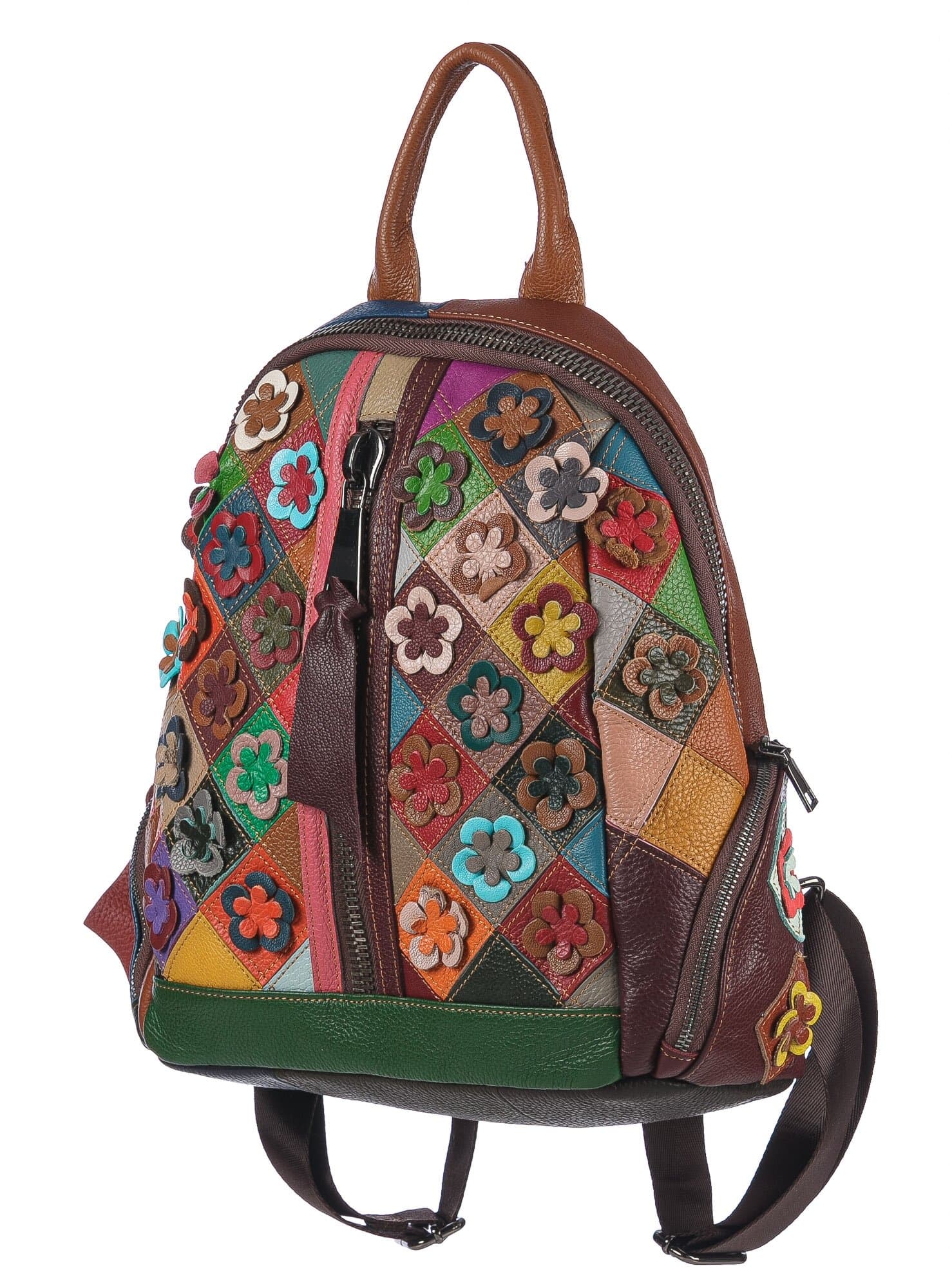 Borsa zaino donna in vera pelle MONTE PENNA, MULTICOLORE, ARIANNA DINI, Made in Italy.