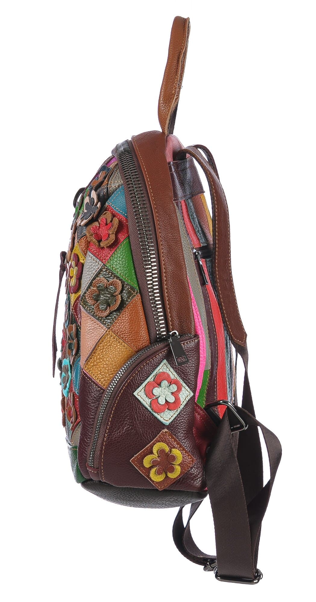 Borsa zaino donna in vera pelle MONTE PENNA, MULTICOLORE, ARIANNA DINI, MADE IN ITALY