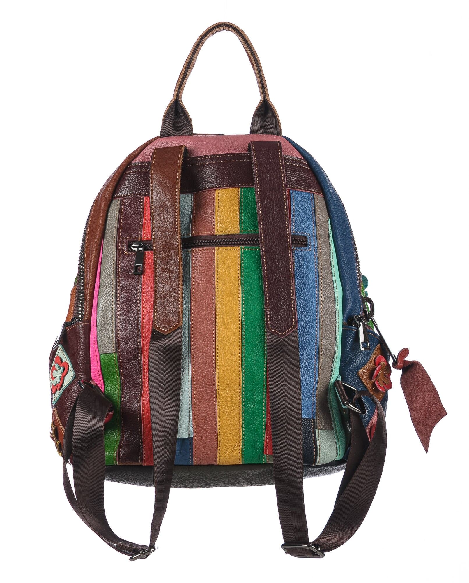 Borsa zaino donna in vera pelle MONTE PENNA, MULTICOLORE, ARIANNA DINI, MADE IN ITALY