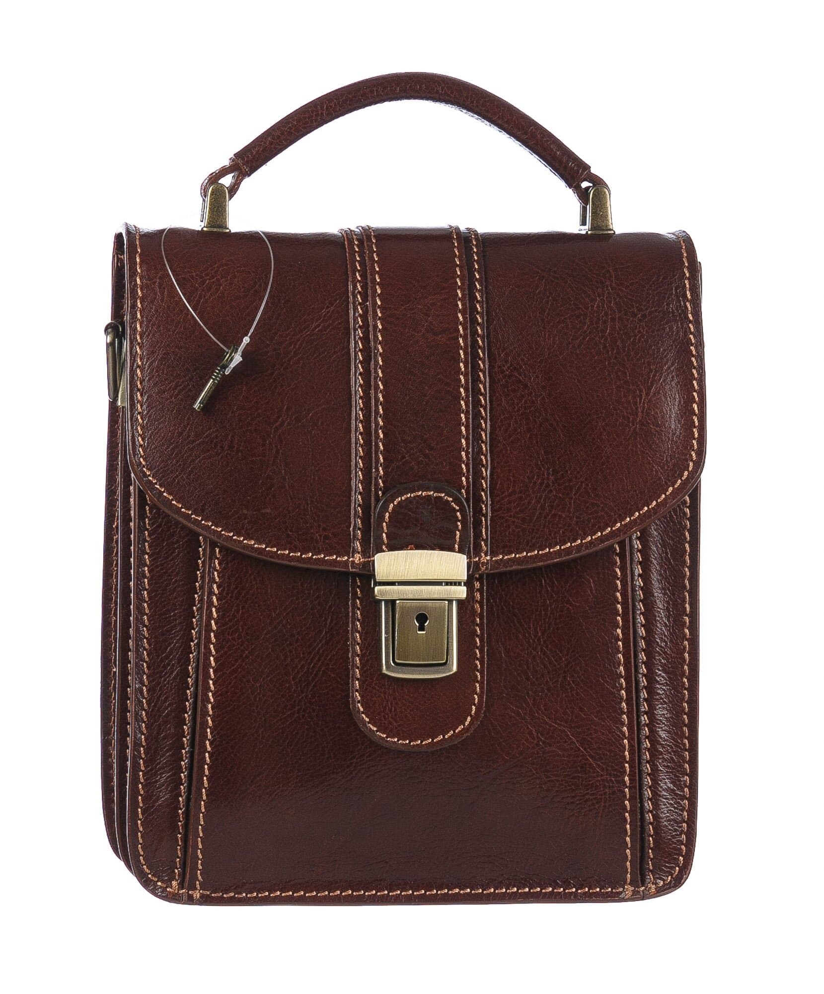 Tracolla uomo in vera pelle ARTURO, colore MARRONE, CHIAROSCURO, MADE IN ITALY