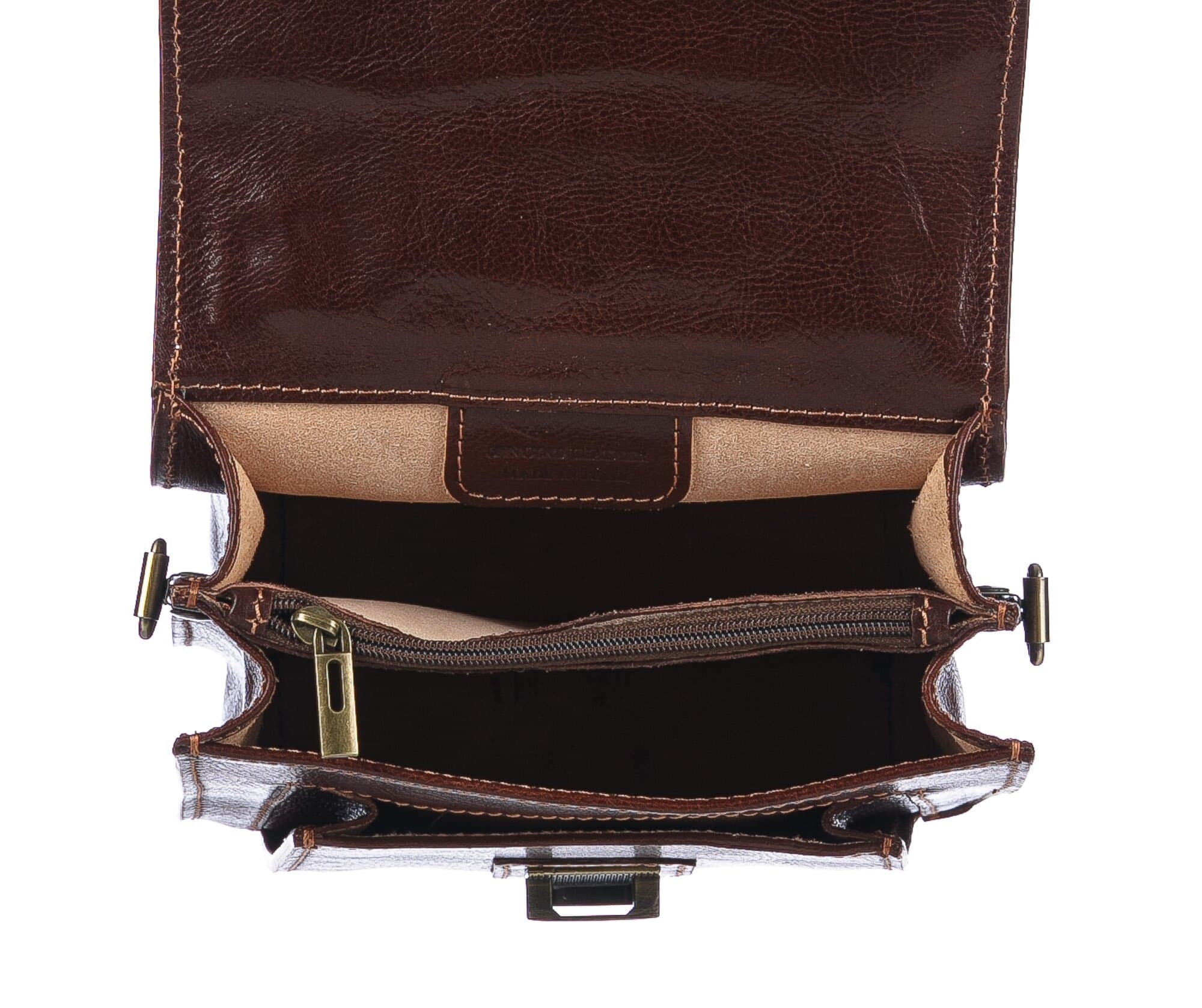 Tracolla uomo in vera pelle ARTURO, colore MARRONE, CHIAROSCURO, MADE IN ITALY