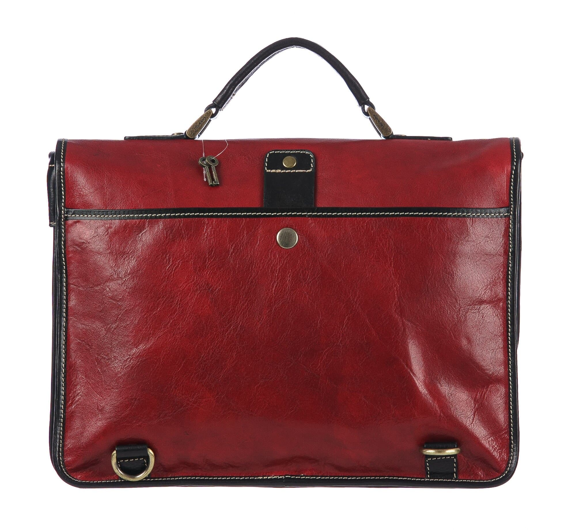 ERNESTO: cartella /borsa, zaino ufficio uomo, in cuoio, colore: ROSSO/NERO, Made in Italy