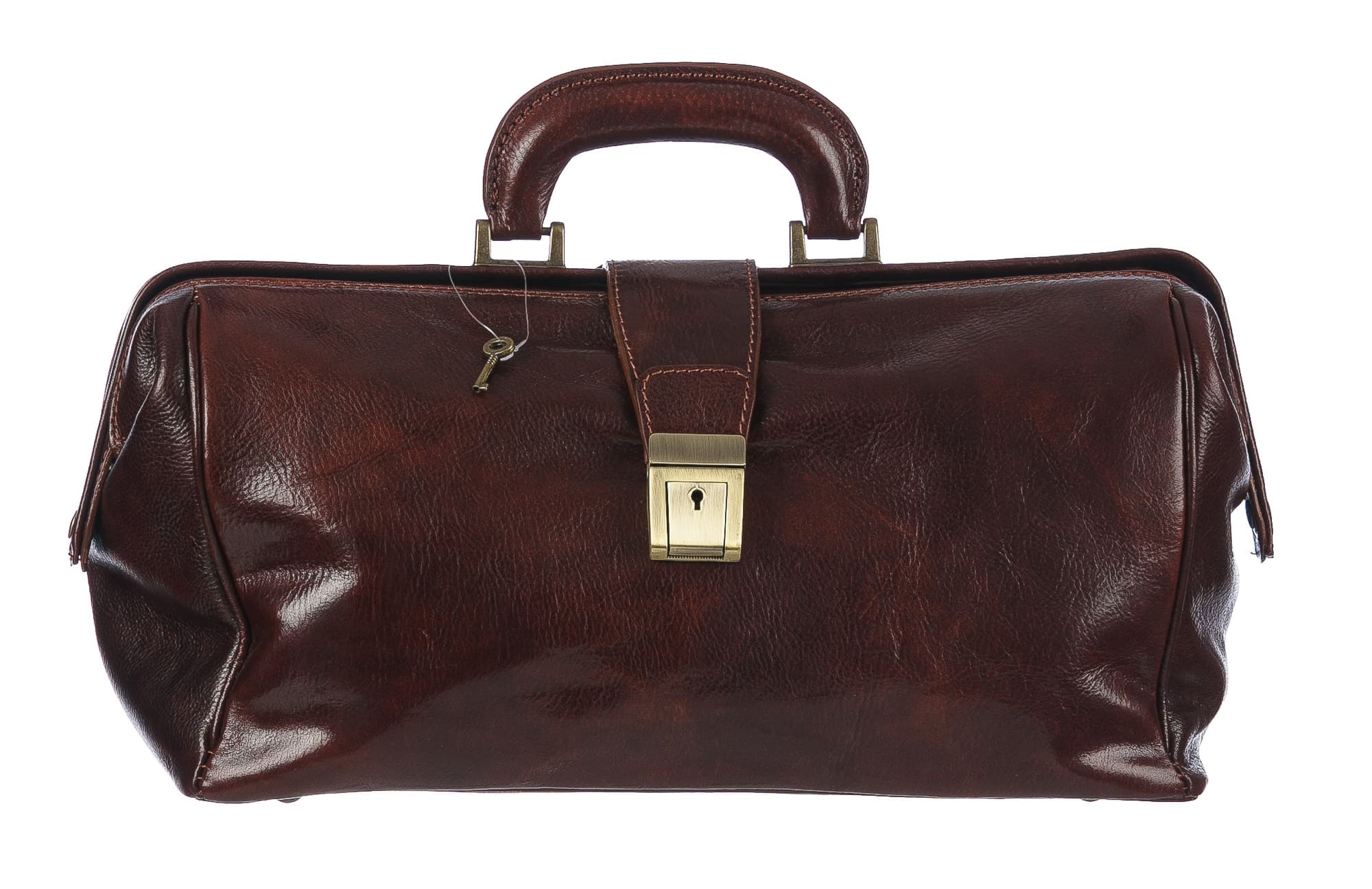 Borsa a mano da uomo in vera pelle modello dottore NICOLA, colore TESTA MORO, CHIAROSCURO, MADE IN ITALY 
