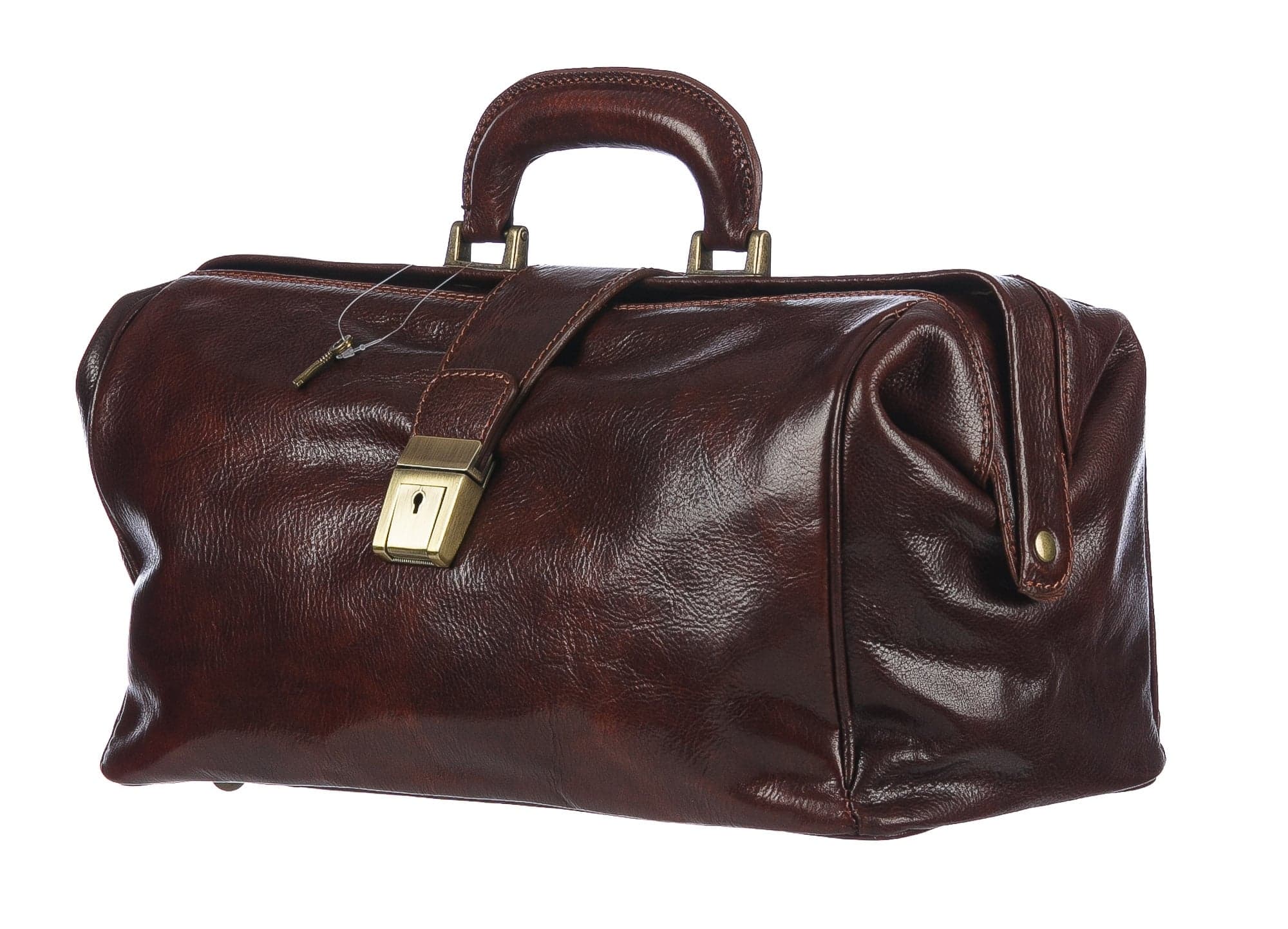 Borsa a mano da uomo in vera pelle modello dottore NICOLA, colore TESTA MORO, CHIAROSCURO, MADE IN ITALY 