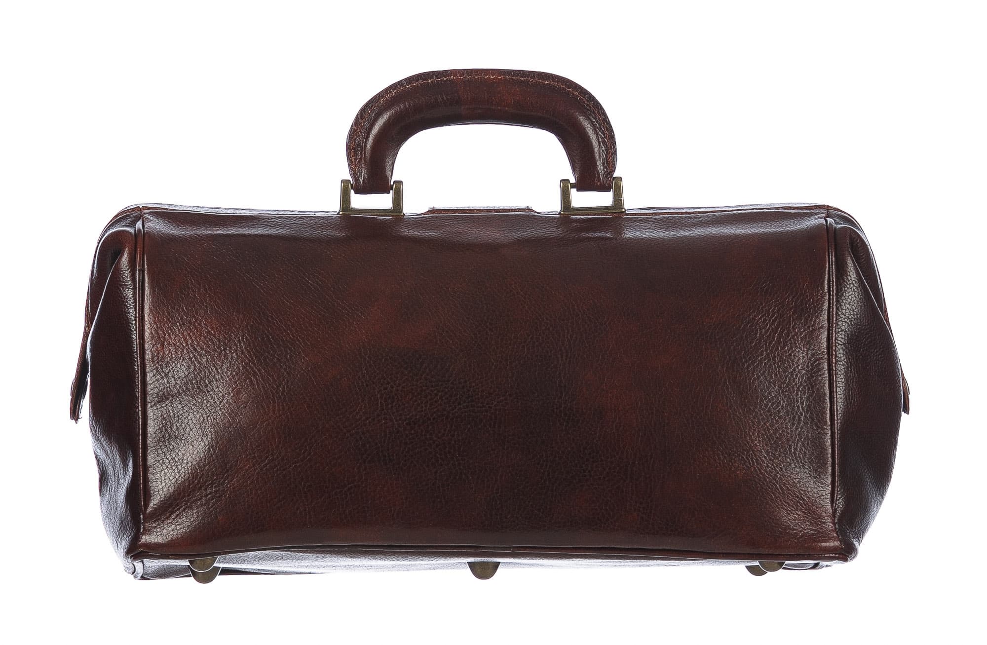 Borsa a mano da uomo in vera pelle modello dottore NICOLA, colore TESTA MORO, CHIAROSCURO, MADE IN ITALY 