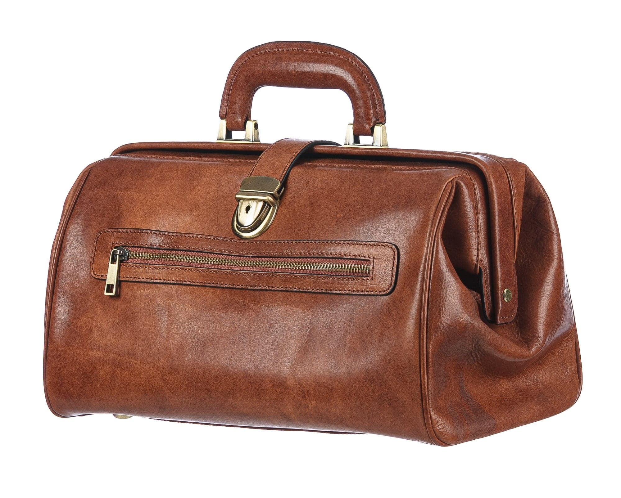 Borsa a mano da uomo in vera pelle modello dottore NICOLA, colore MIELE, CHIAROSCURO, MADE IN ITALY