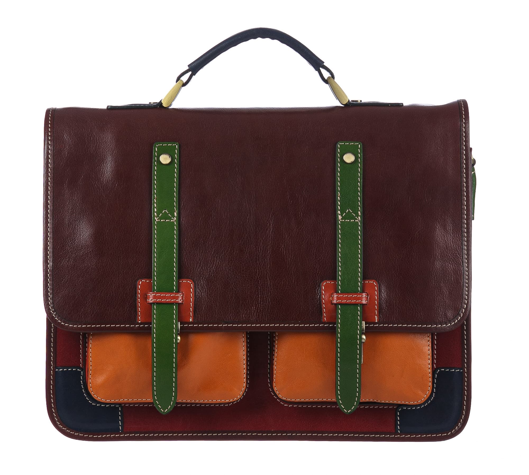 ERNESTO: cartella /borsa, zaino ufficio uomo, in cuoio, colore base: TESTA DI MORO/MULTICOLOR, Made in Italy