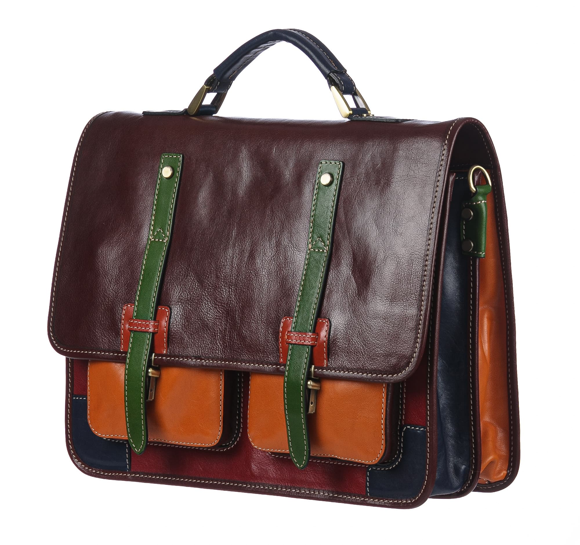 ERNESTO: cartella /borsa, zaino ufficio uomo, in cuoio, colore base: TESTA DI MORO/MULTICOLOR, Made in Italy