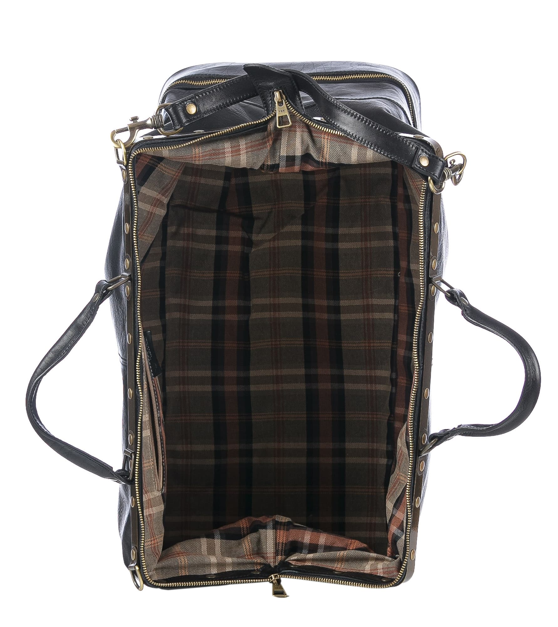 Borsone da viaggio in vera pelle BRAIES, colore NERO, CHIAROSCURO, MADE IN ITALY