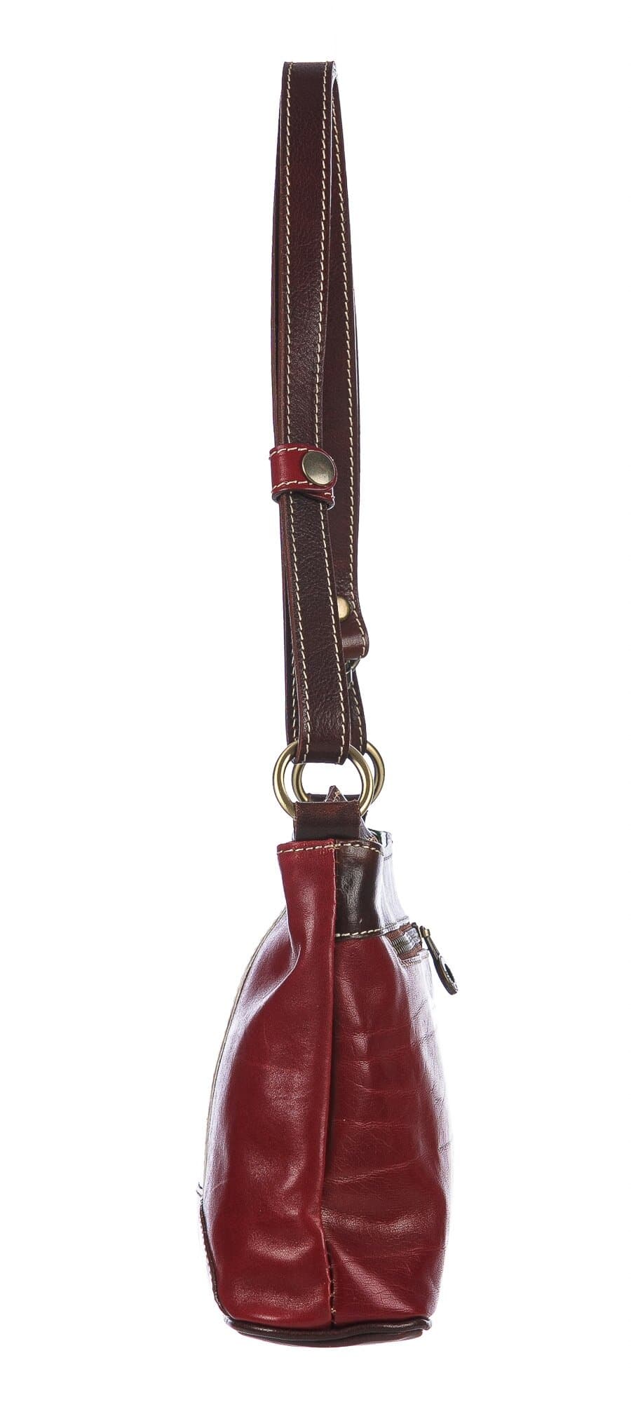 Borsa a spalla da donna in vera pelle GEMMA, colore VERDE/BIANCO/ROSSO, tricolore bandiera italiana, CHIAROSCURO, MADE IN ITALY