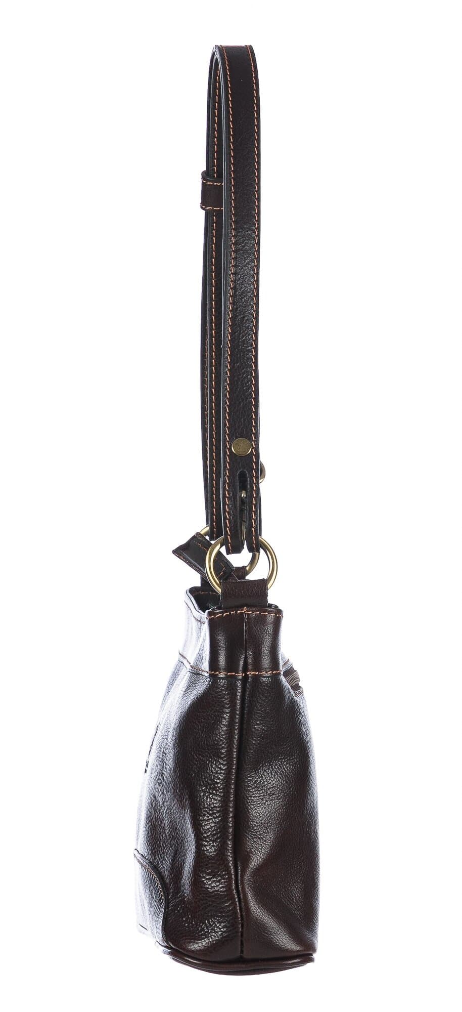 Borsa a spalla da donna in vera pelle GEMMA, colore TESTA DI MORO, CHIAROSCURO, MADE IN ITALY