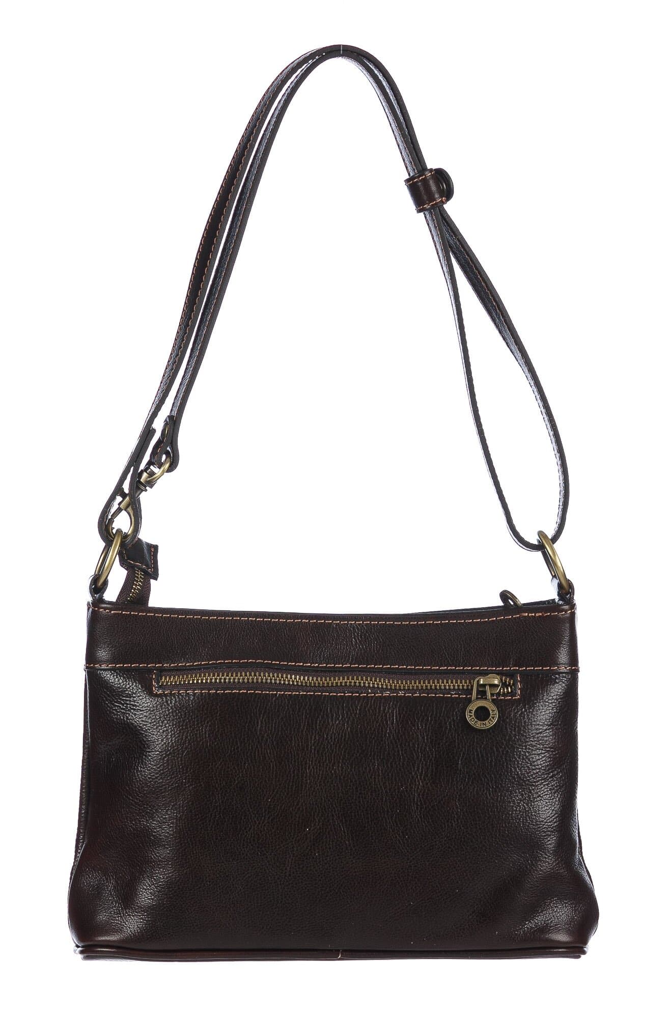 Borsa a spalla da donna in vera pelle GEMMA, colore TESTA DI MORO, CHIAROSCURO, MADE IN ITALY