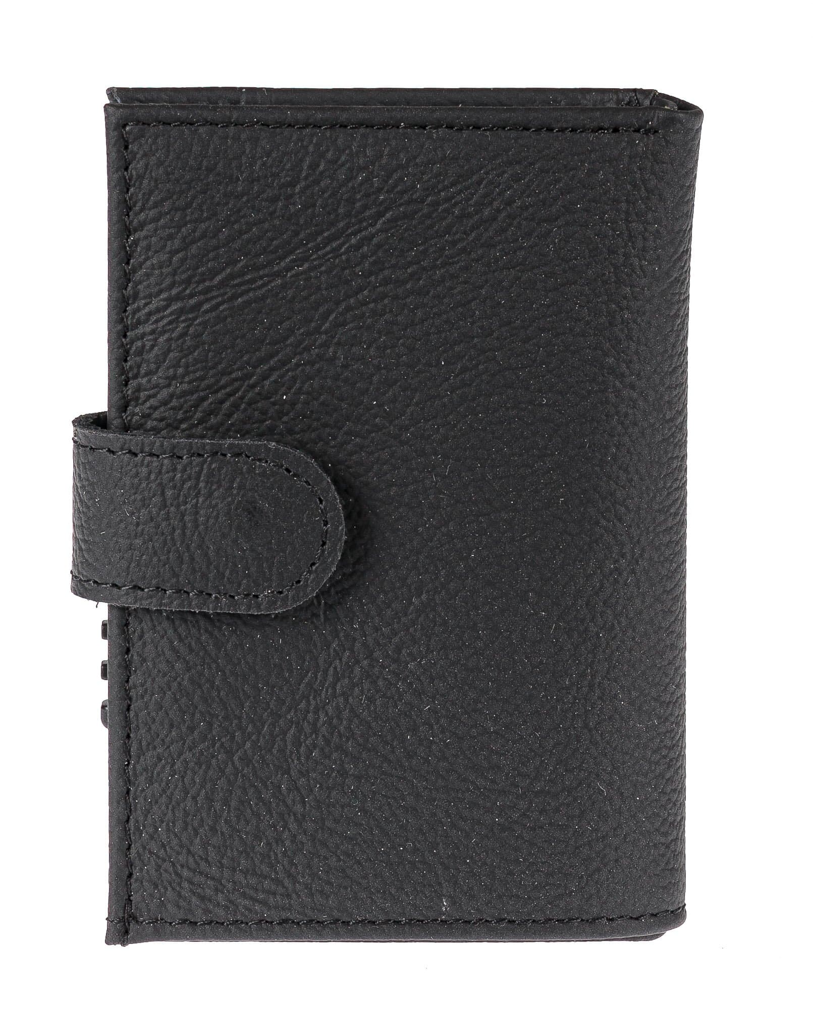 Portafoglio in vera pelle e porta carte di credito in alluminio da uomo OMAN, con BLOCCO RFID, colore NERO, CHIAROSCURO