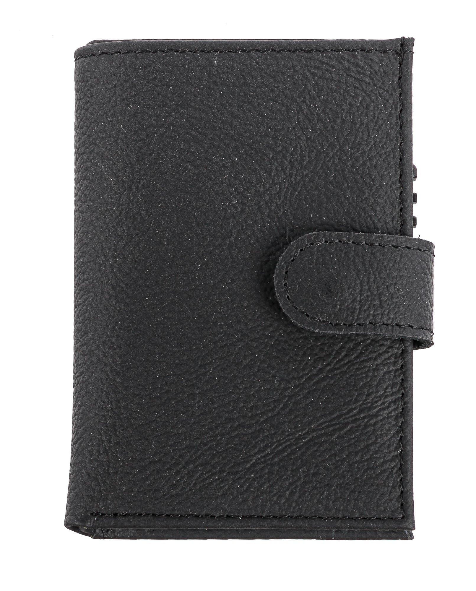 Portafoglio in vera pelle e porta carte di credito in alluminio da uomo OMAN, con BLOCCO RFID, colore NERO, CHIAROSCURO