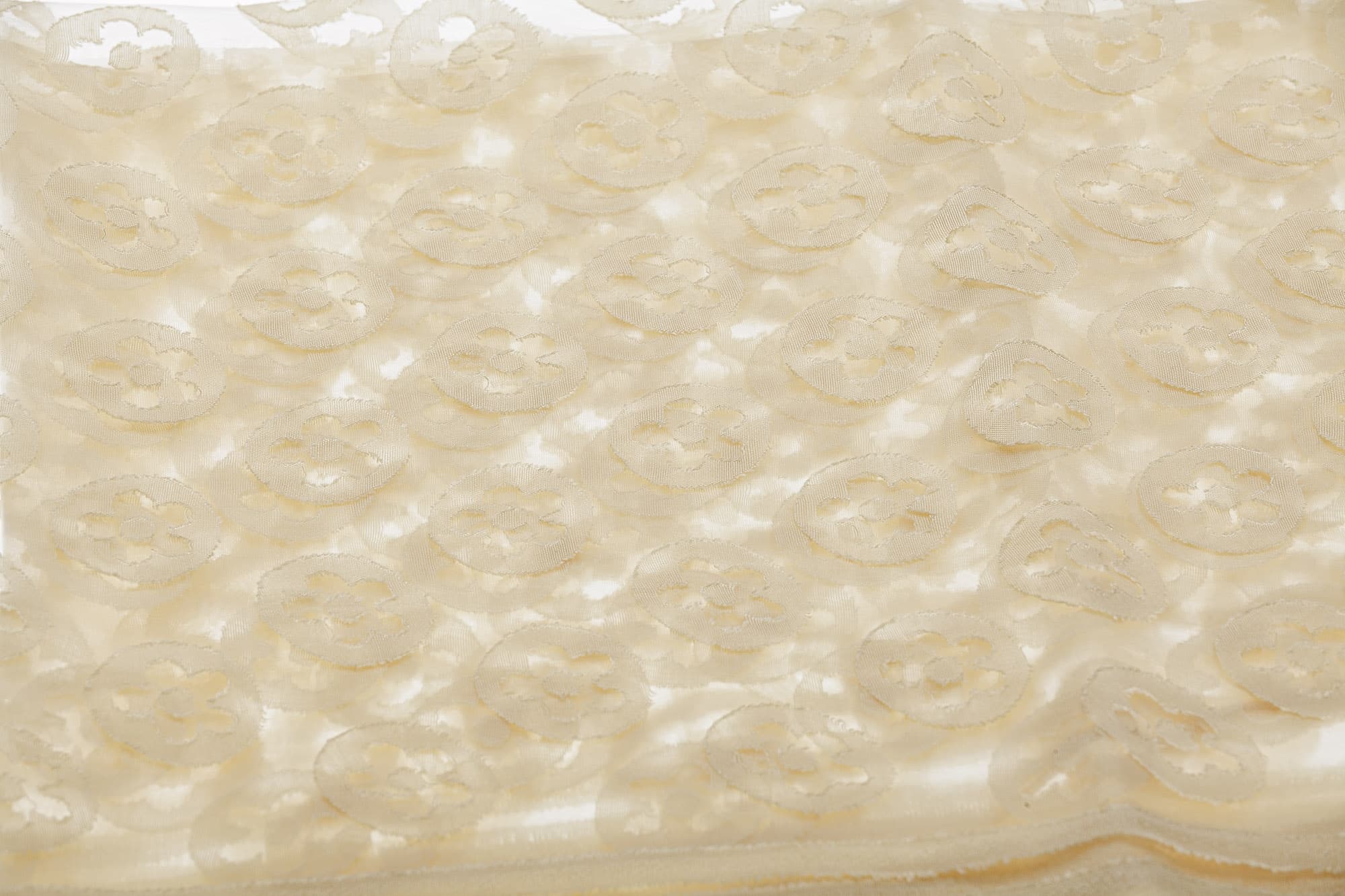 Foulard primaverile da donna PESCA, design floreale, colore CHAMPAGNE, EMPORIUM ITALY 