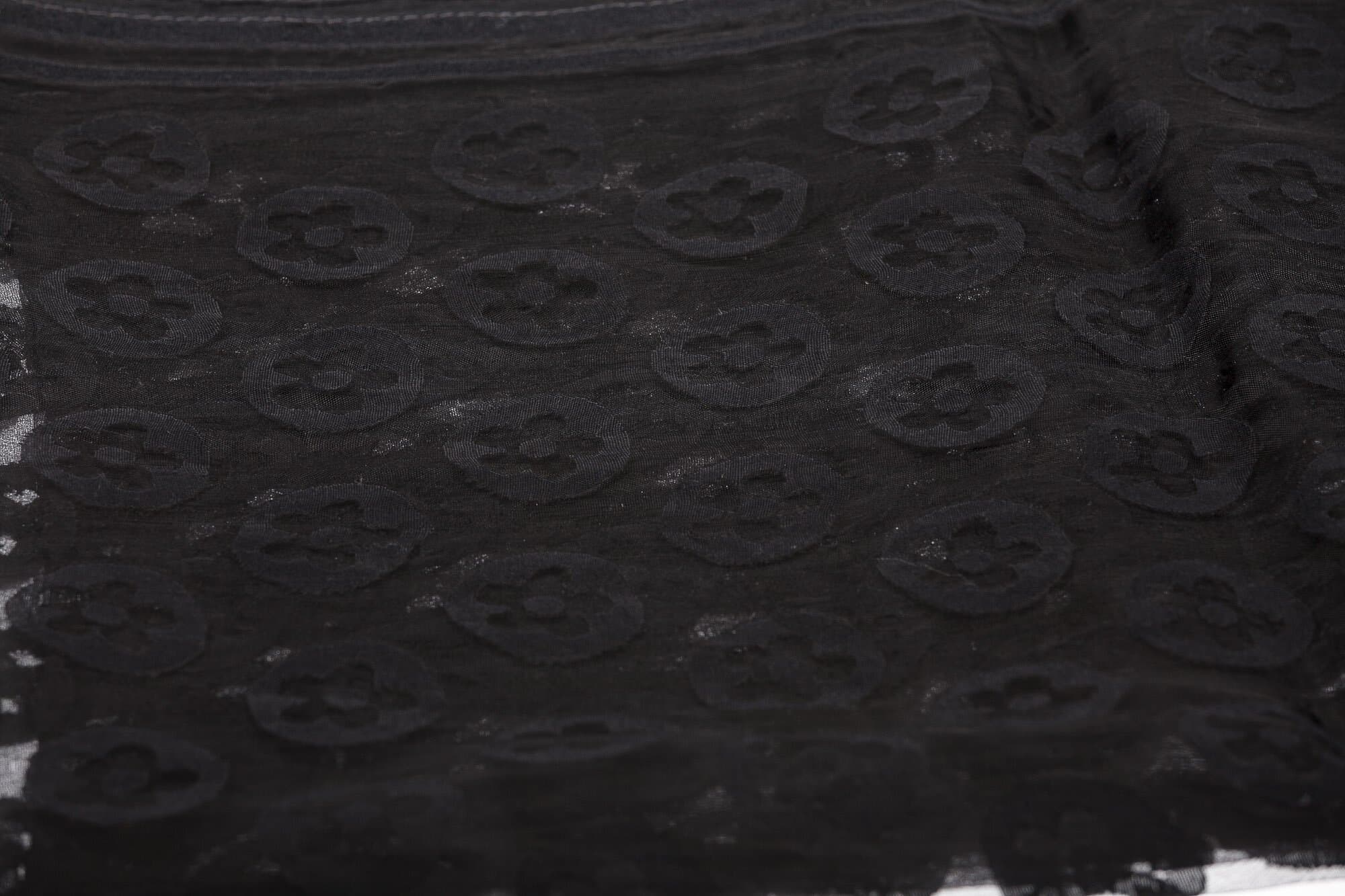 Foulard primaverile da donna PESCA, design floreale, colore NERO, EMPORIUM ITALY