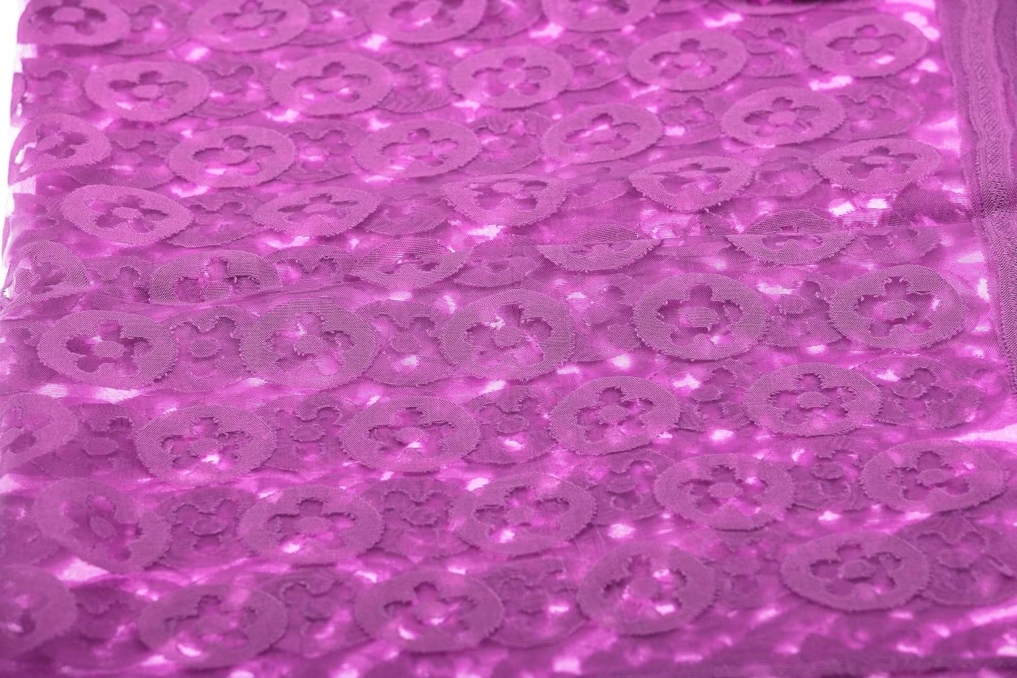 Foulard primaverile da donna PESCA, design floreale, colore VIOLA, EMPORIUM ITALY