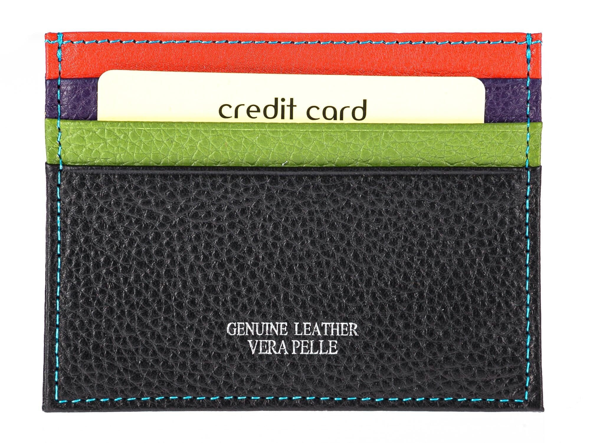 Porta tessere - carte di credito uomo / donna in vera pelle tradizionale SANTINI mod BELGIO, MULTICOLORE, Made in Italy. 
