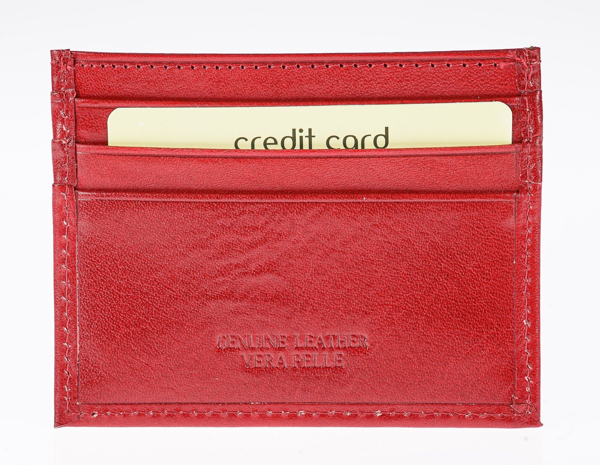Porta tessere - carte di credito uomo / donna in vera pelle tradizionale SANTINI mod BELGIO, colore ROSSO, Made in Italy