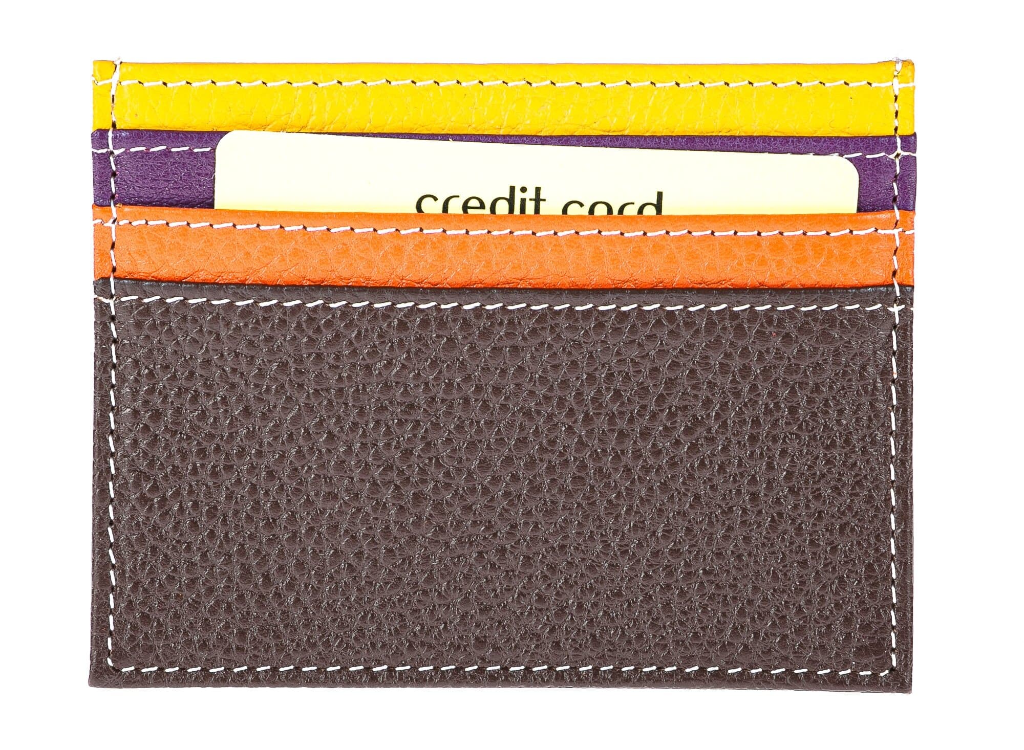 Porta tessere - carte di credito uomo / donna in vera pelle tradizionale SANTINI mod BELGIO, MULTICOLORE/GIALLO/VIOLA/ARANCIONE/BEIGE, Made in Italy.