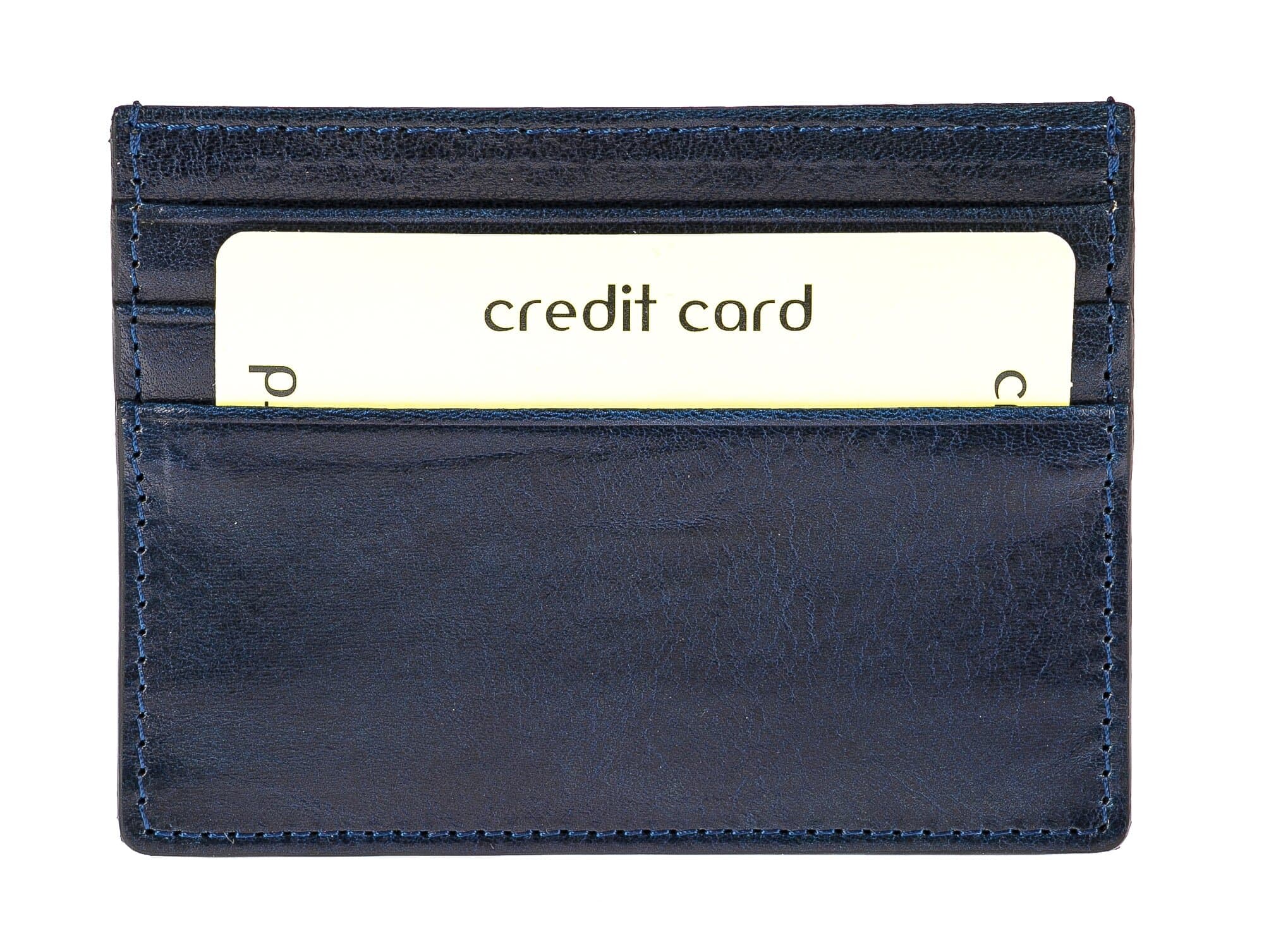 Porta tessere - carte di credito uomo / donna in vera pelle tradizionale SANTINI mod BELGIO, colore BLU SCURO, Made in Italy.