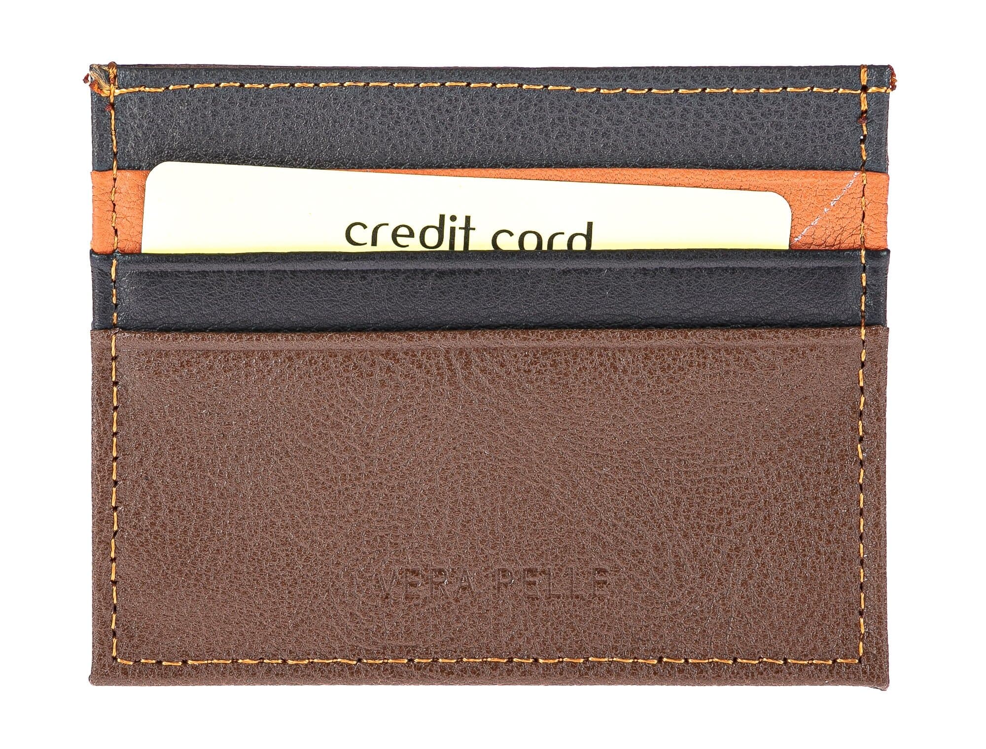 Porta tessere - carte di credito uomo / donna in vera pelle tradizionale SANTINI mod BELGIO, colore MULTICOLOR/MARRONE/ARANCIONE/NERO, Made in Italy