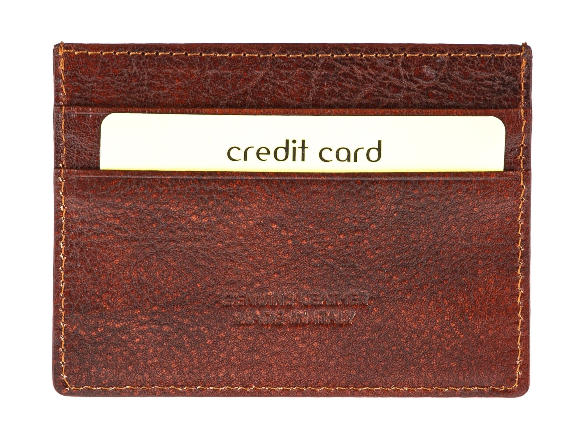 Porta tessere - carte di credito uomo / donna in vera pelle tradizionale SANTINI mod BELGIO, colore MARRONE, Made in Italy. 