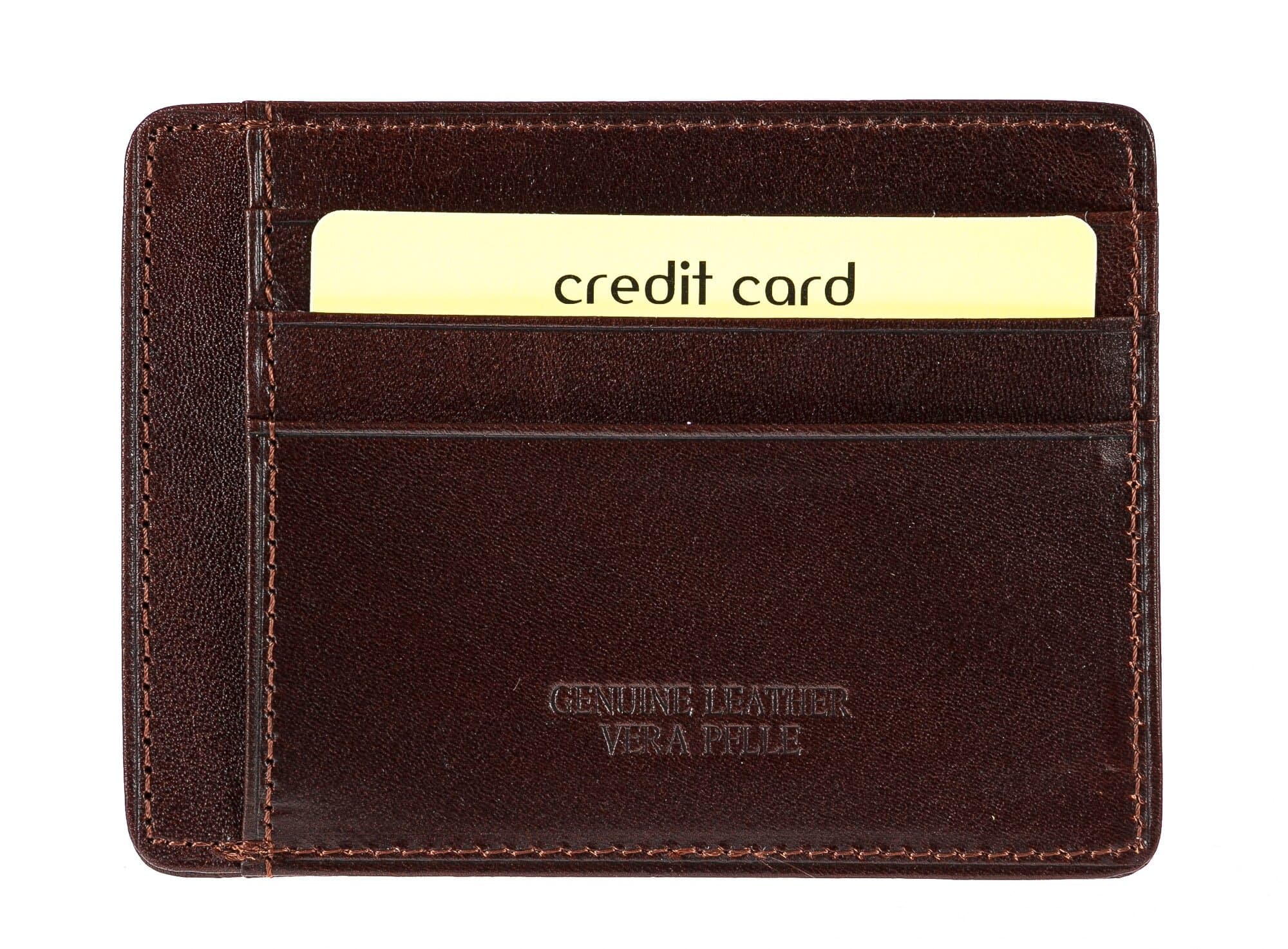 Portatessere - Carte di Credito da uomo in vera pelle HONG KONG, colore TESTA MORO, CHIAROSCURO