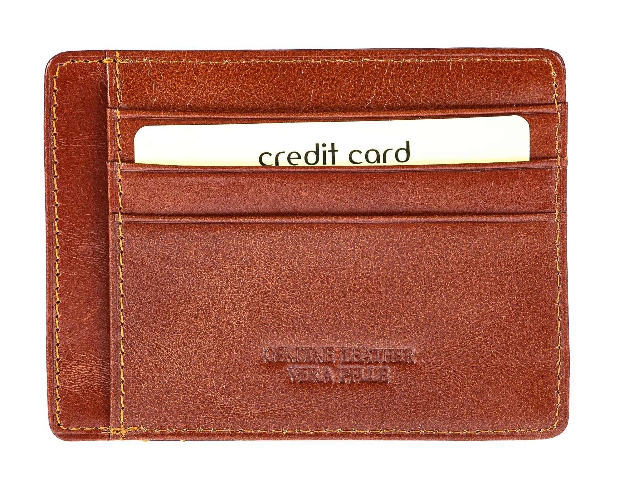 Portatessere - Carte di Credito da uomo in vera pelle HONG KONG, colore MIELE, CHIAROSCURO