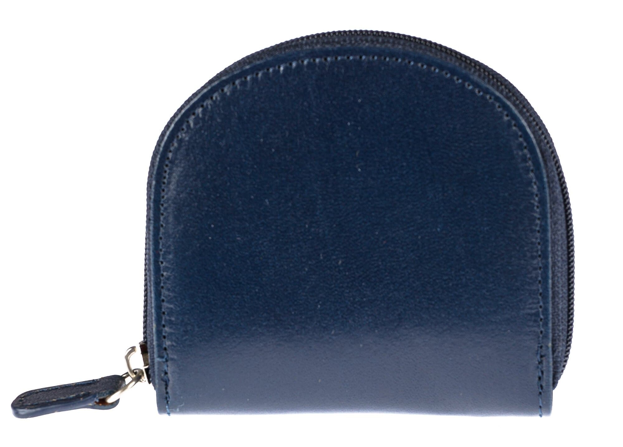 Porta monete in vera pelle MORGAN, colore BLU, CHIAROSCURO