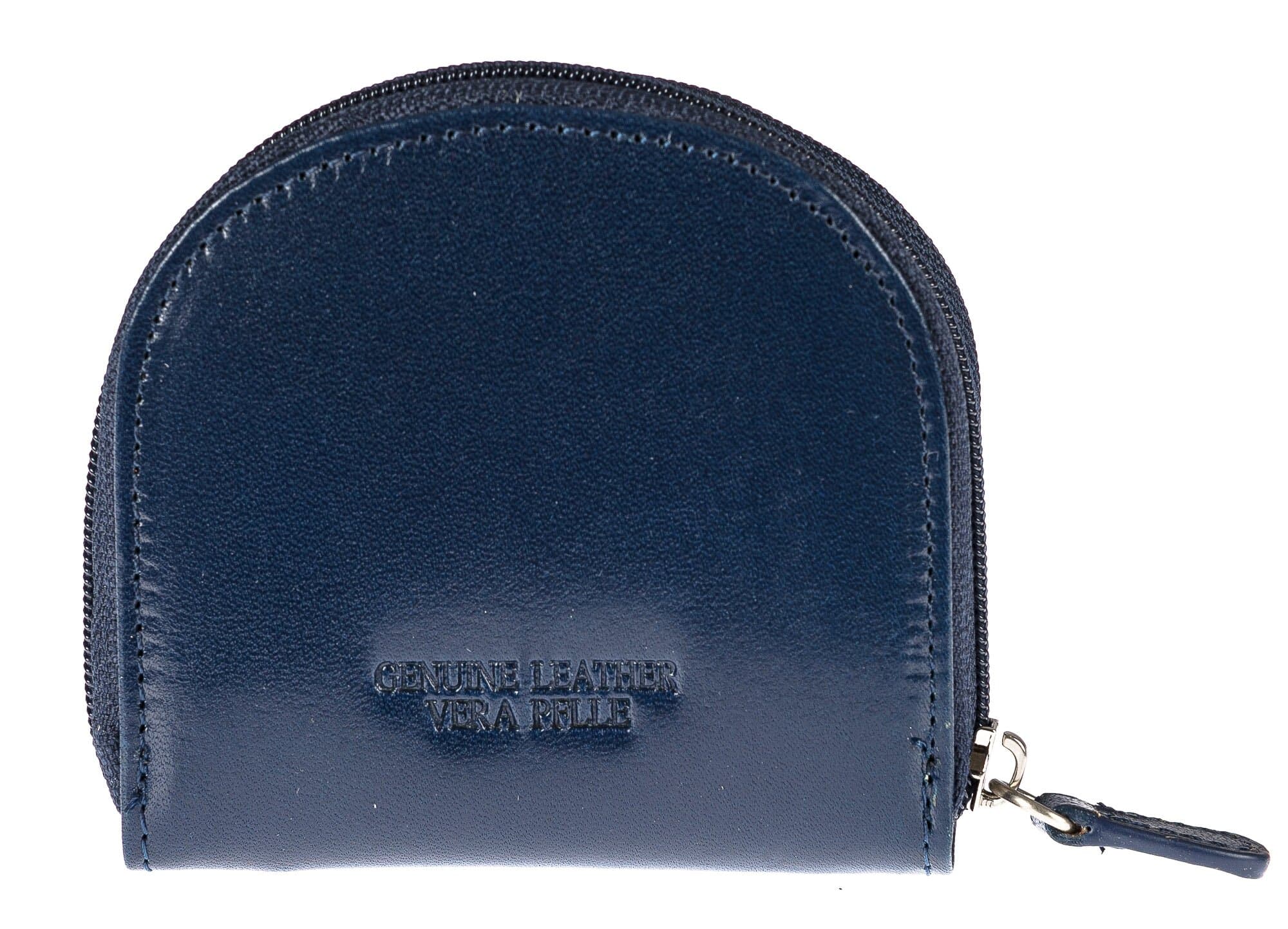 Porta monete in vera pelle MORGAN, colore BLU, CHIAROSCURO