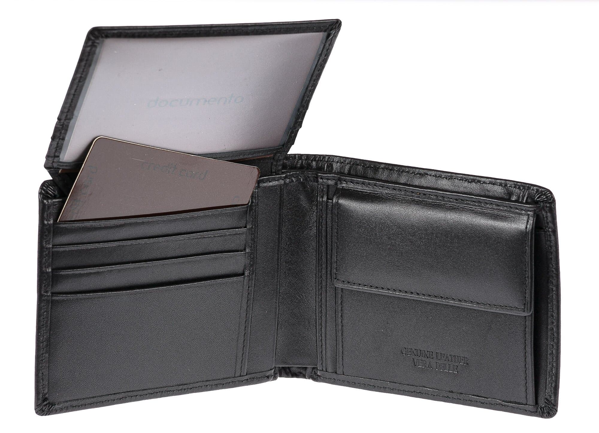 Portafoglio in vera pelle intrecciata da uomo GIORDANIA, colore NERO, CHIAROSCURO