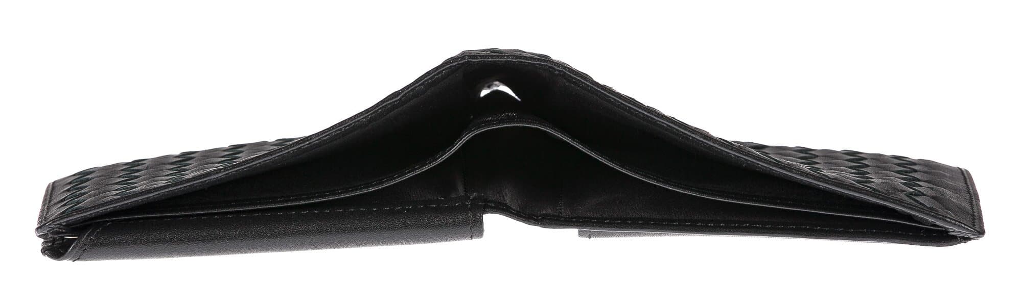 Portafoglio in vera pelle intrecciata da uomo GIORDANIA, colore NERO, CHIAROSCURO
