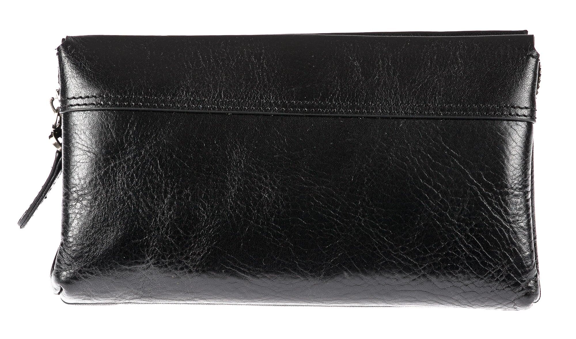 Pochette da uomo in vera pelle LEWIS, colore NERO, CHIAROSCURO, MADE IN ITALY (