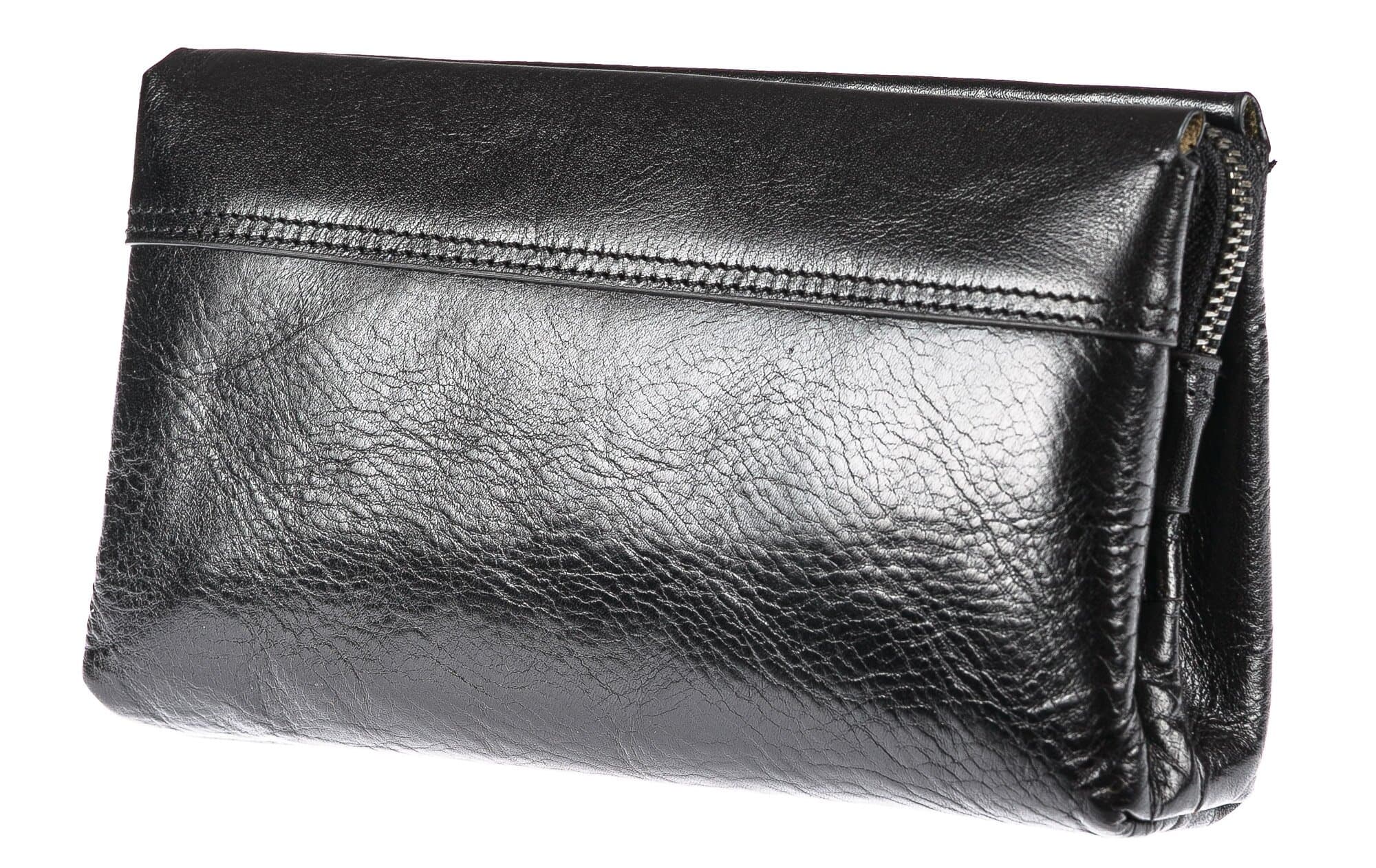 Pochette da uomo in vera pelle LEWIS, colore NERO, CHIAROSCURO, MADE IN ITALY (