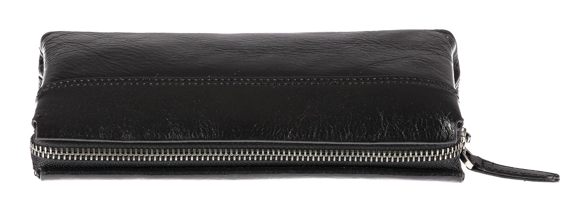 Pochette da uomo in vera pelle LEWIS, colore NERO, CHIAROSCURO, MADE IN ITALY (