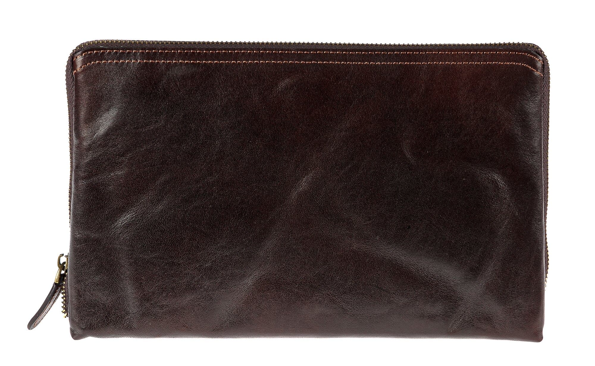 Pochette uomo da polso in vera pelle NATHAN, colore TESTA MORO, CHIAROSCURO, MADE IN ITALY