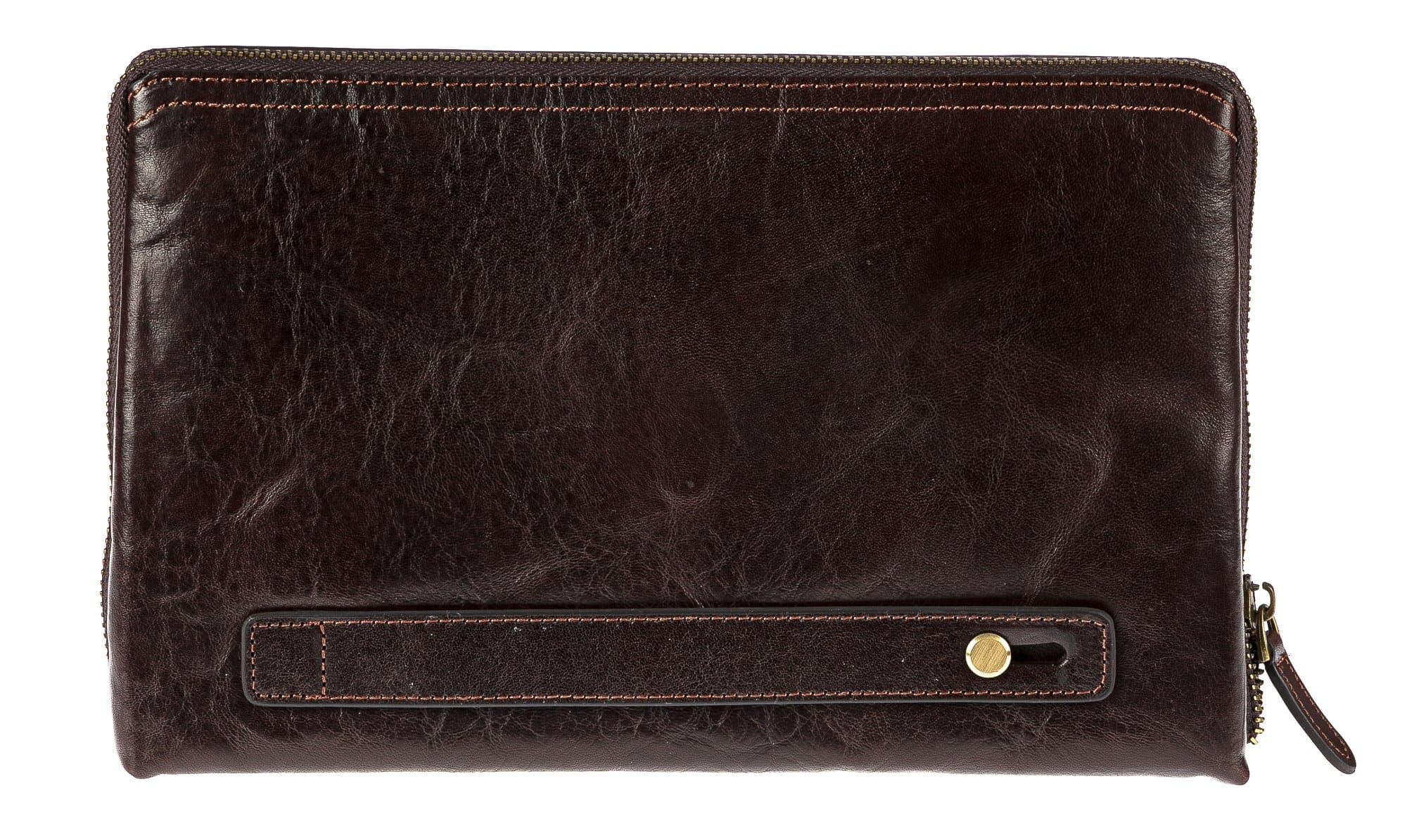Pochette uomo da polso in vera pelle NATHAN, colore TESTA MORO, CHIAROSCURO, MADE IN ITALY