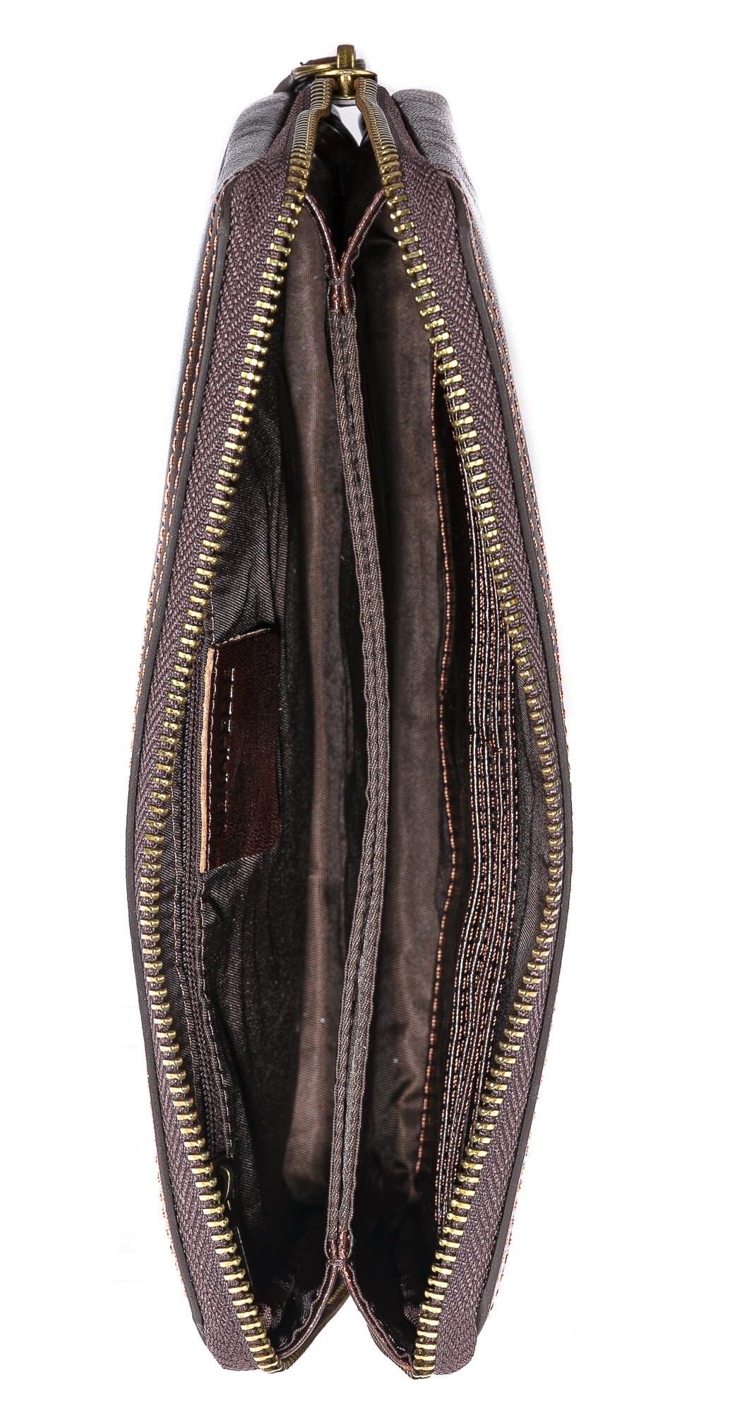 Pochette uomo da polso in vera pelle NATHAN, colore TESTA MORO, CHIAROSCURO, MADE IN ITALY