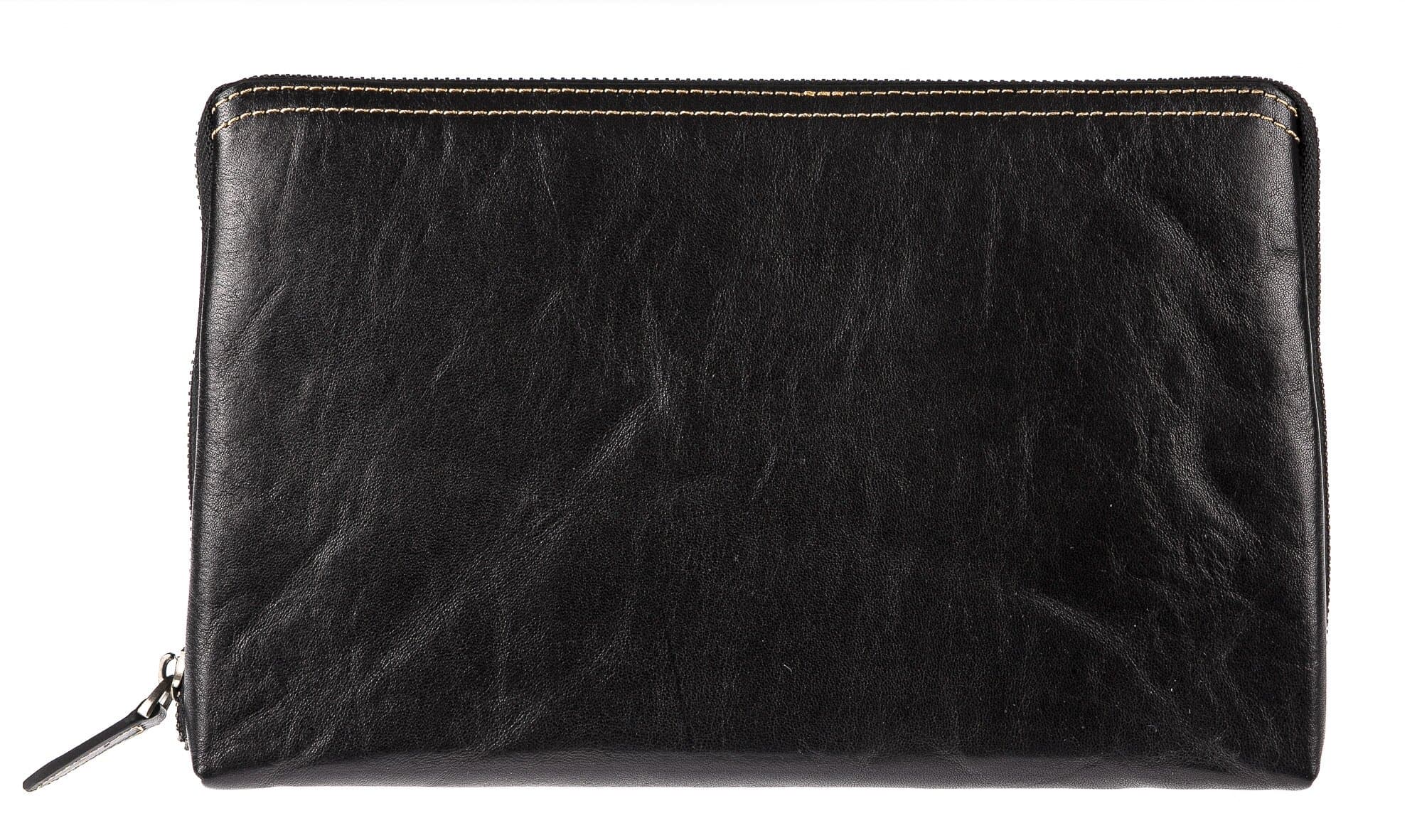 Pochette uomo da polso in vera pelle NATHAN, colore NERO, CHIAROSCURO, MADE IN ITALY