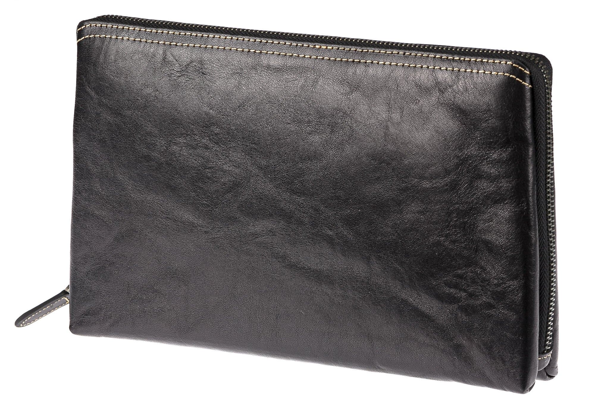  Pochette uomo da polso in vera pelle NATHAN MAXI, colore NERO, CHIAROSCURO, Made in Italy