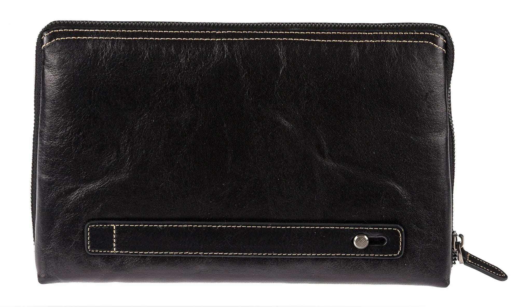 Pochette uomo da polso in vera pelle NATHAN, colore NERO, CHIAROSCURO, MADE IN ITALY