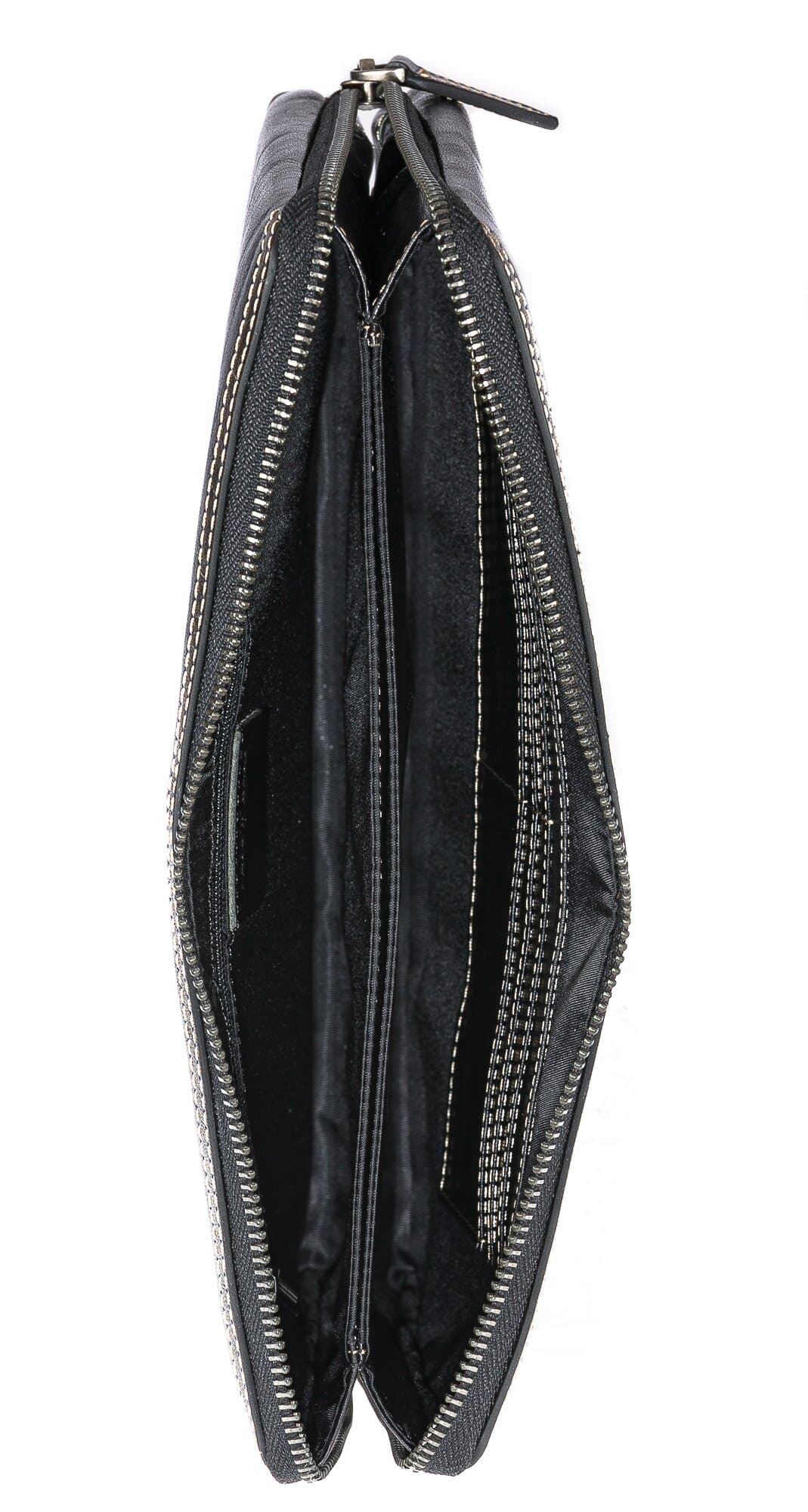 Pochette uomo da polso in vera pelle NATHAN, colore NERO, CHIAROSCURO, MADE IN ITALY