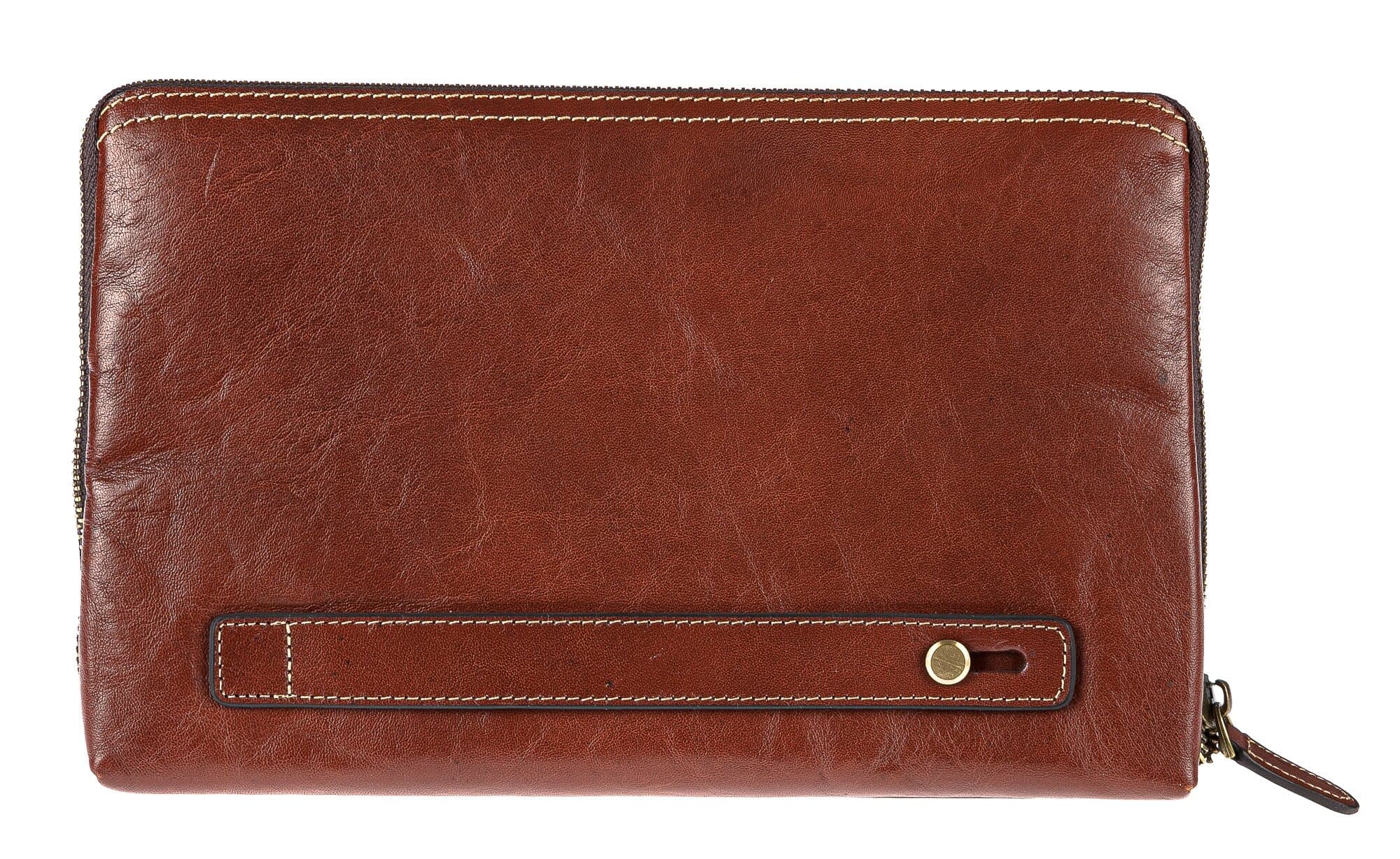Pochette uomo da polso in vera pelle NATHAN, colore MIELE, CHIAROSCURO, MADE IN ITALY