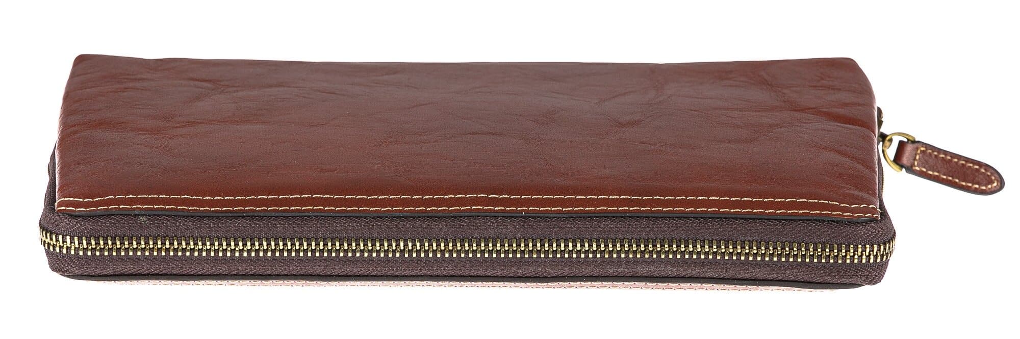 Pochette uomo da polso in vera pelle NATHAN, colore MIELE, CHIAROSCURO, MADE IN ITALY